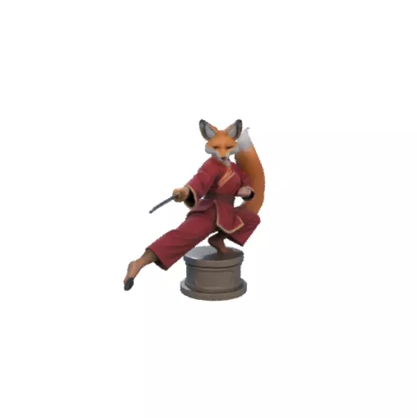 1645Color 3D Model of a Fox Woman Practicing Kung Fu 3D print model_1