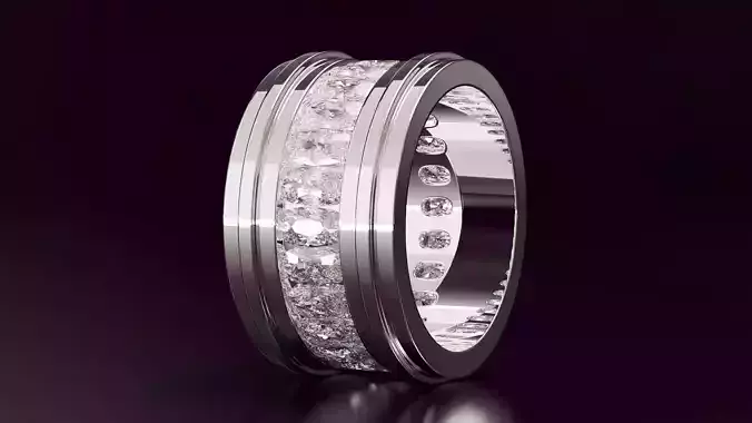 Channel Set Cushion Eternity Ring N04 288CT EU54 3D print model