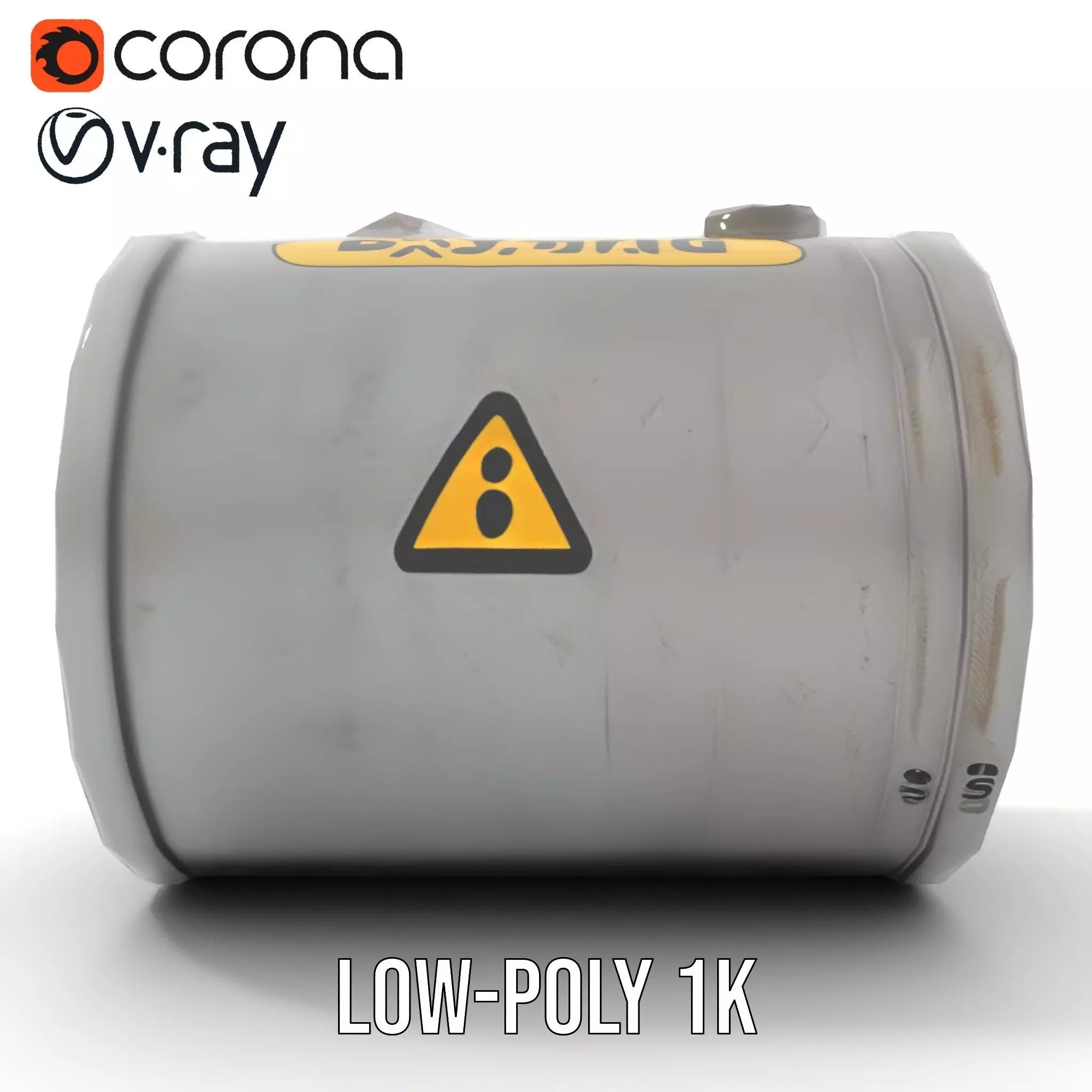 Radioactive Barrel Model Pack with Caution Label Low-poly 3D model_13