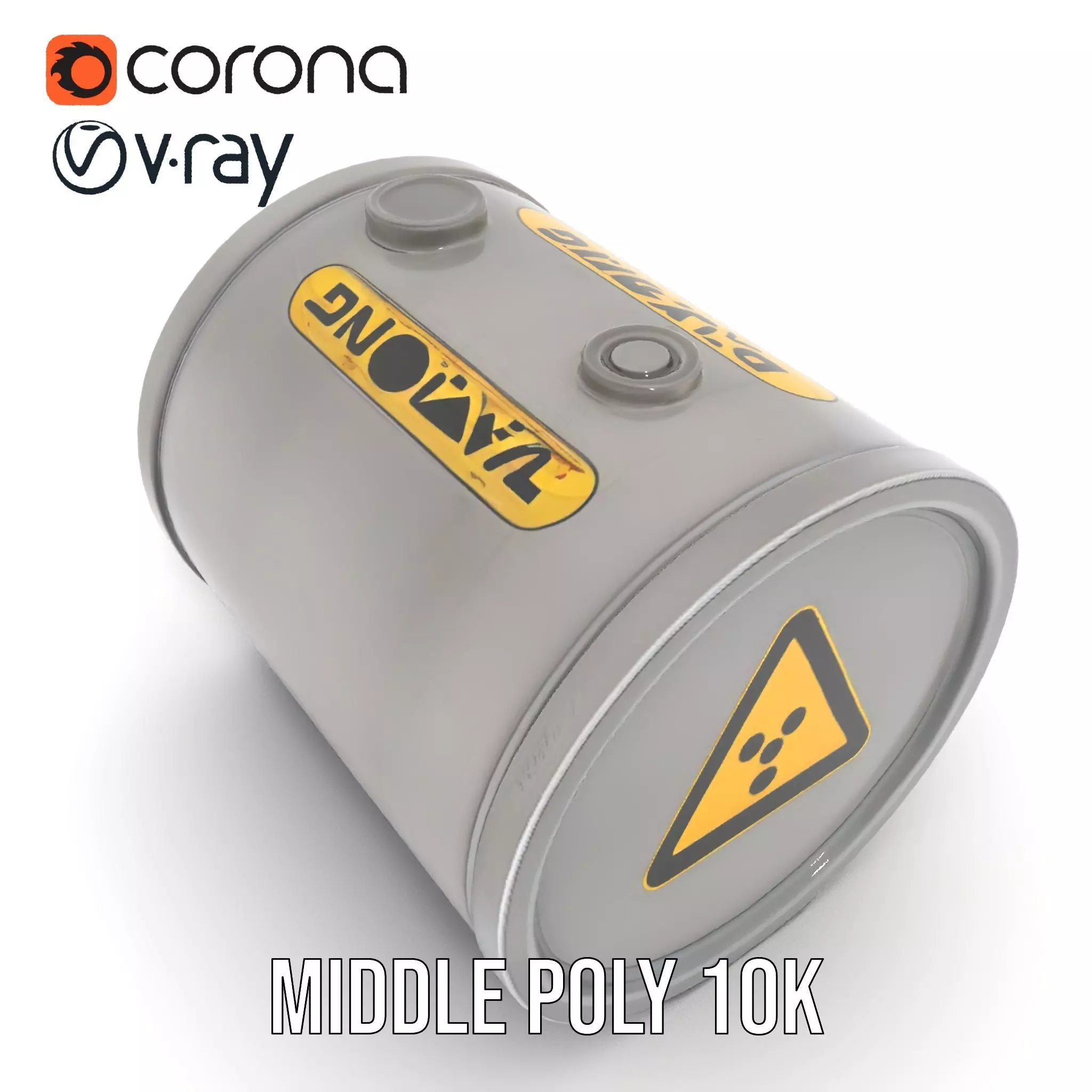 Radioactive Barrel Model Pack with Caution Label Low-poly 3D model_14