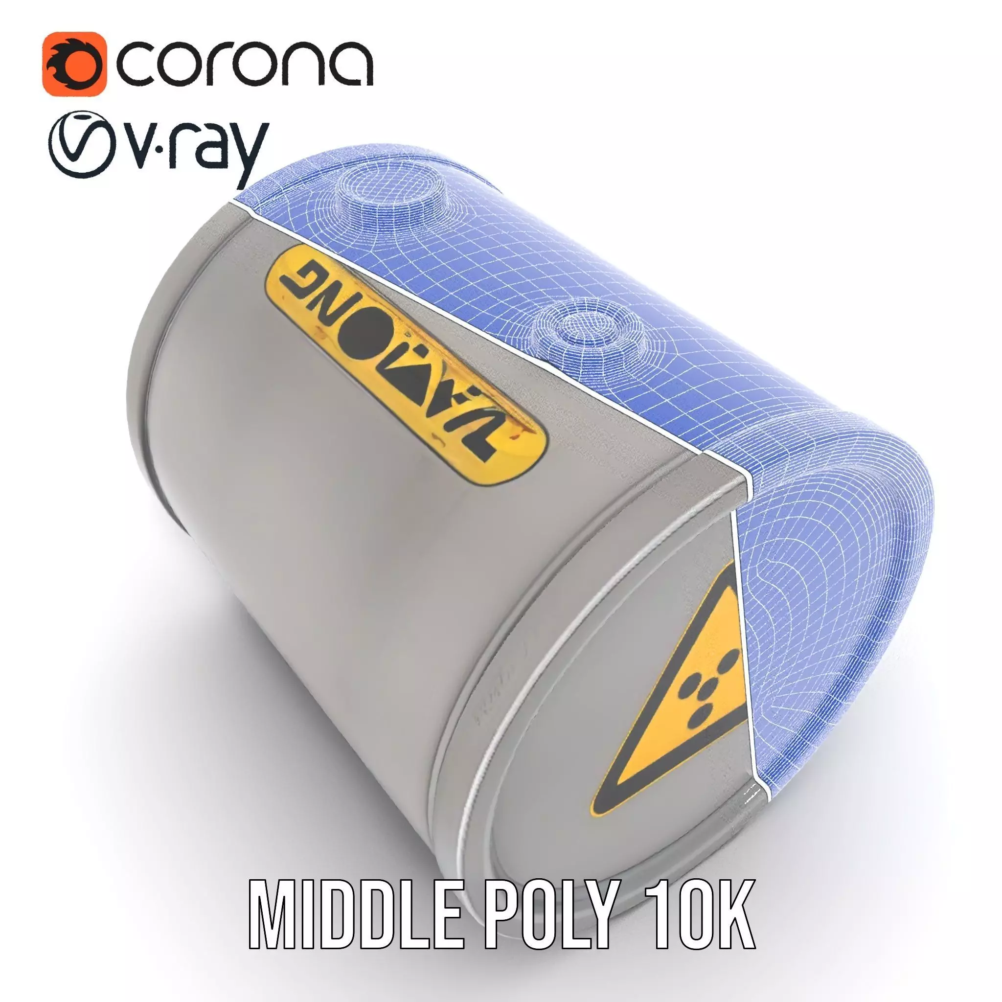 Radioactive Barrel Model Pack with Caution Label Low-poly 3D model_25