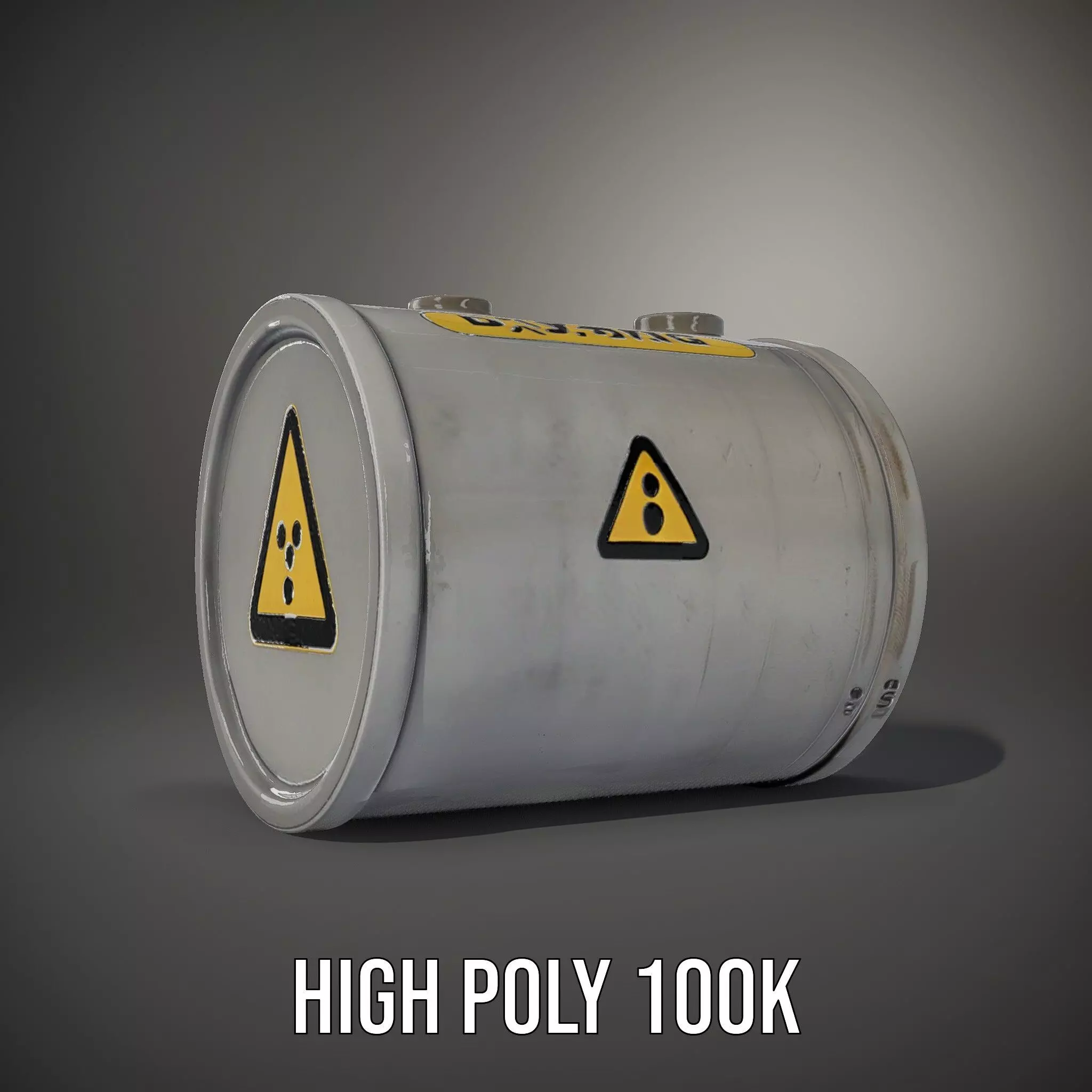Radioactive Barrel Model Pack with Caution Label Low-poly 3D model_11
