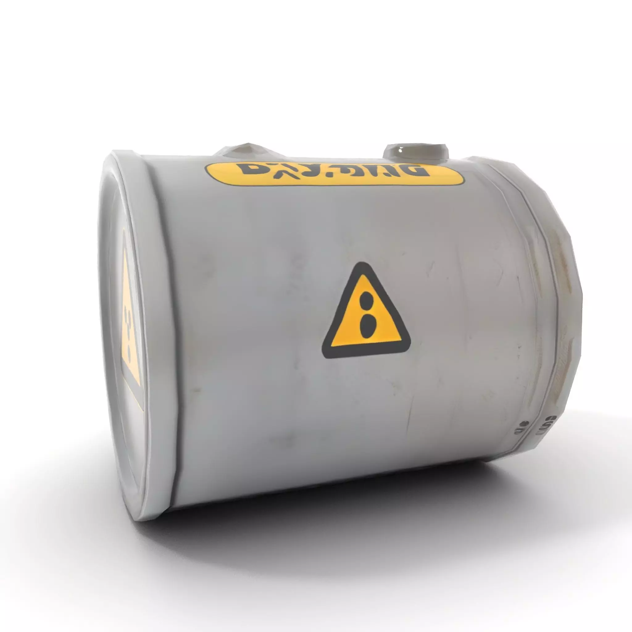 Radioactive Barrel Model Pack with Caution Label Low-poly 3D model_8