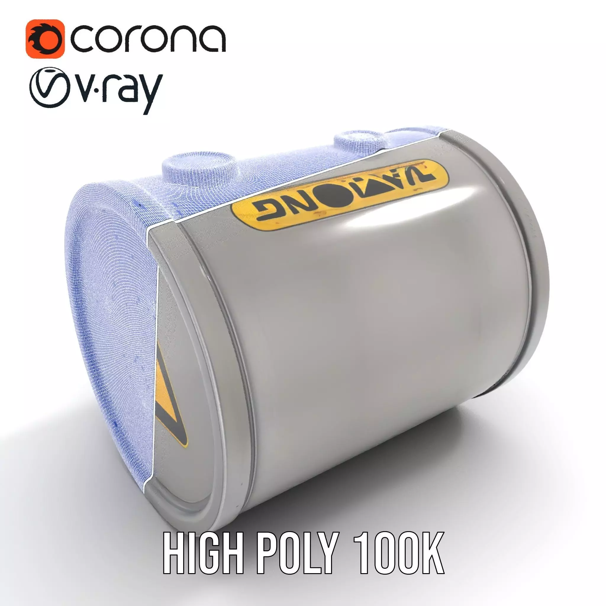 Radioactive Barrel Model Pack with Caution Label Low-poly 3D model_30