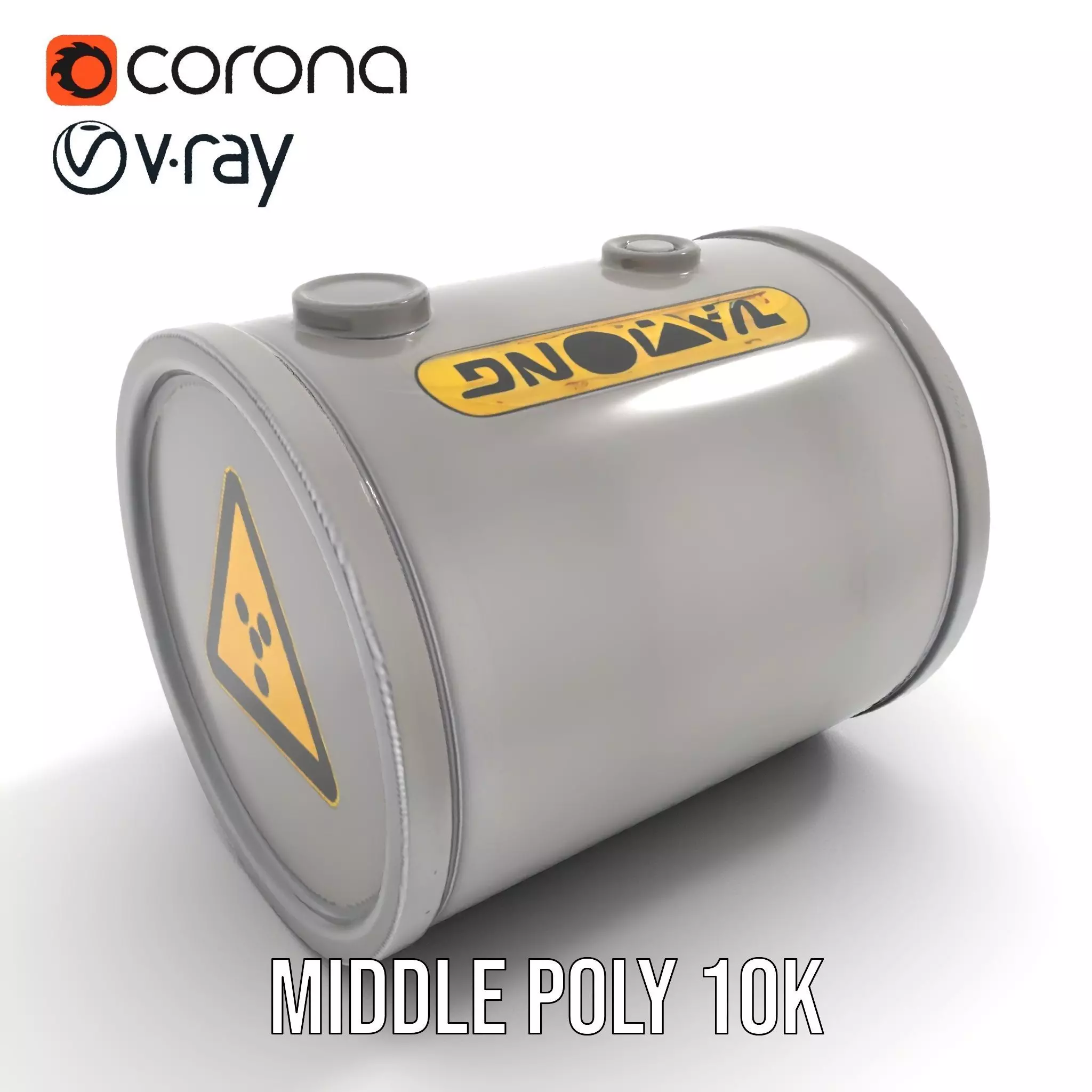 Radioactive Barrel Model Pack with Caution Label Low-poly 3D model_6