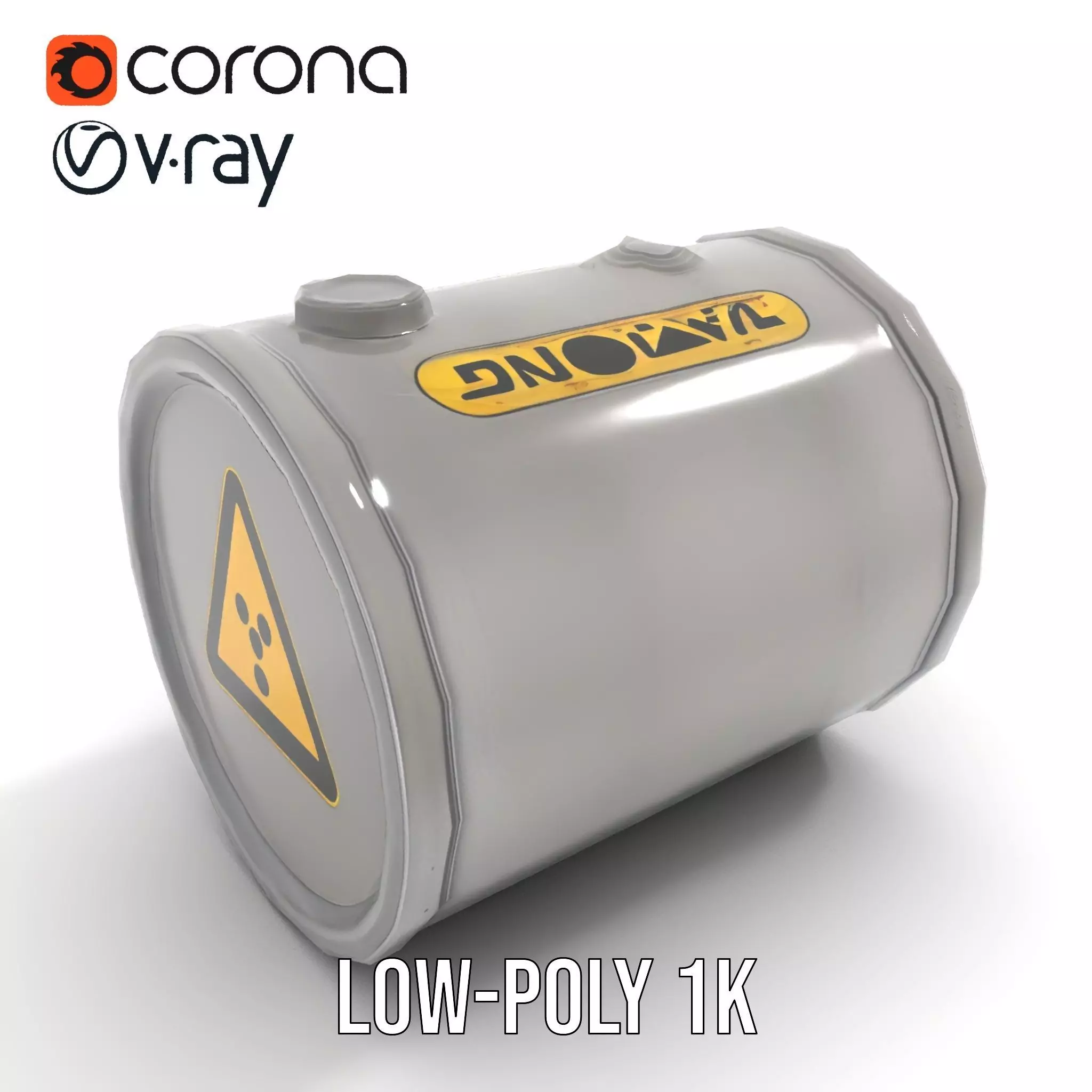 Radioactive Barrel Model Pack with Caution Label Low-poly 3D model_21