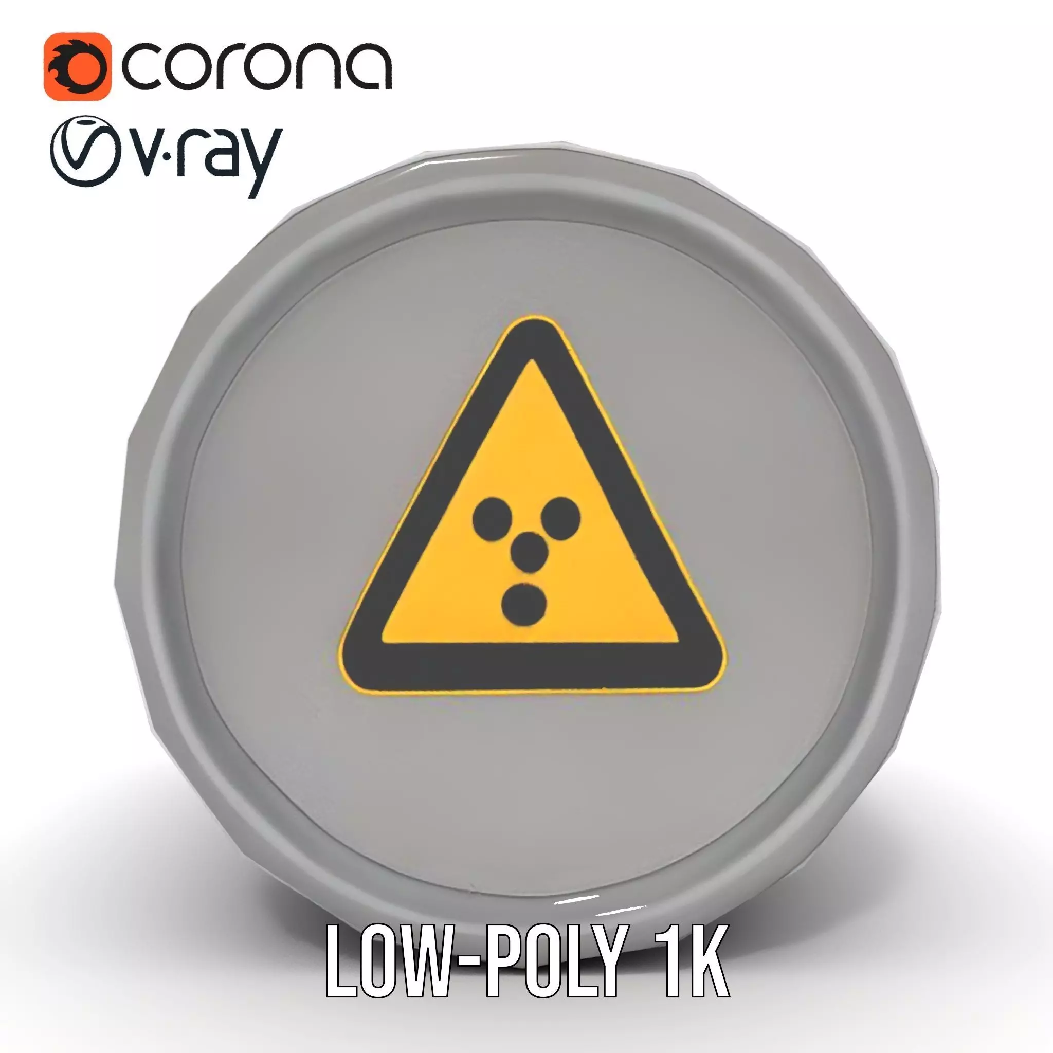 Radioactive Barrel Model Pack with Caution Label Low-poly 3D model_29