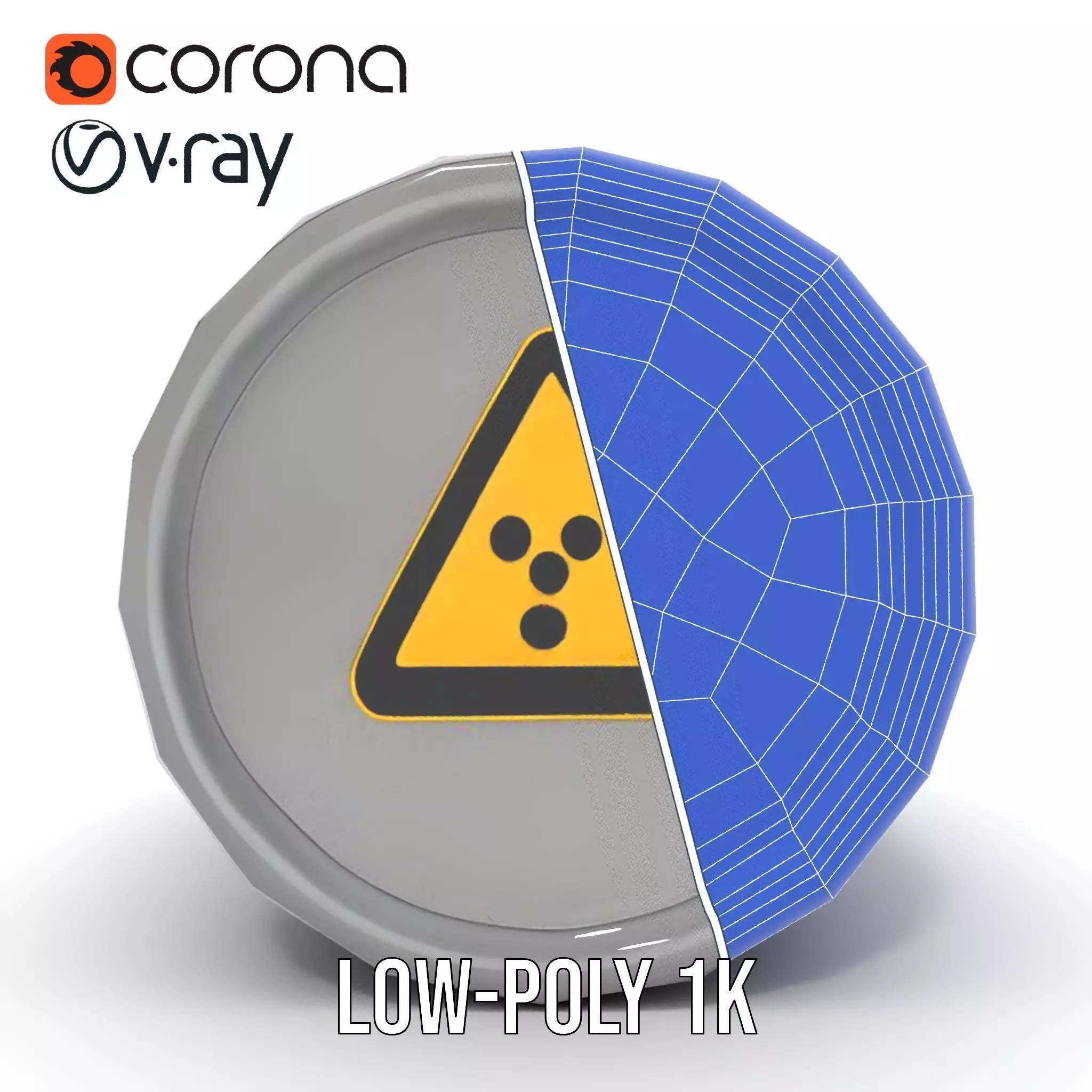 Radioactive Barrel Model Pack with Caution Label Low-poly 3D model_32