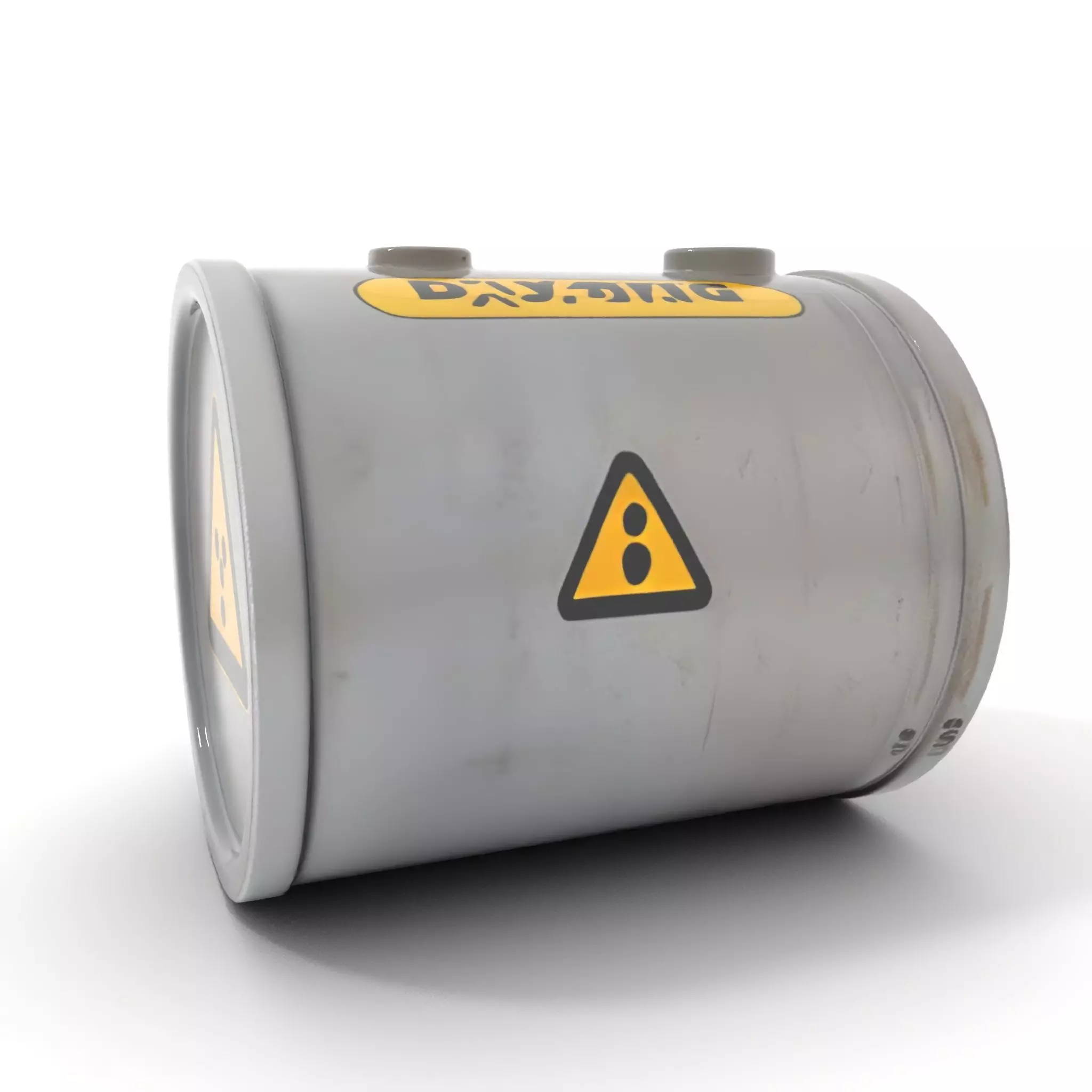 Radioactive Barrel Model Pack with Caution Label Low-poly 3D model_7