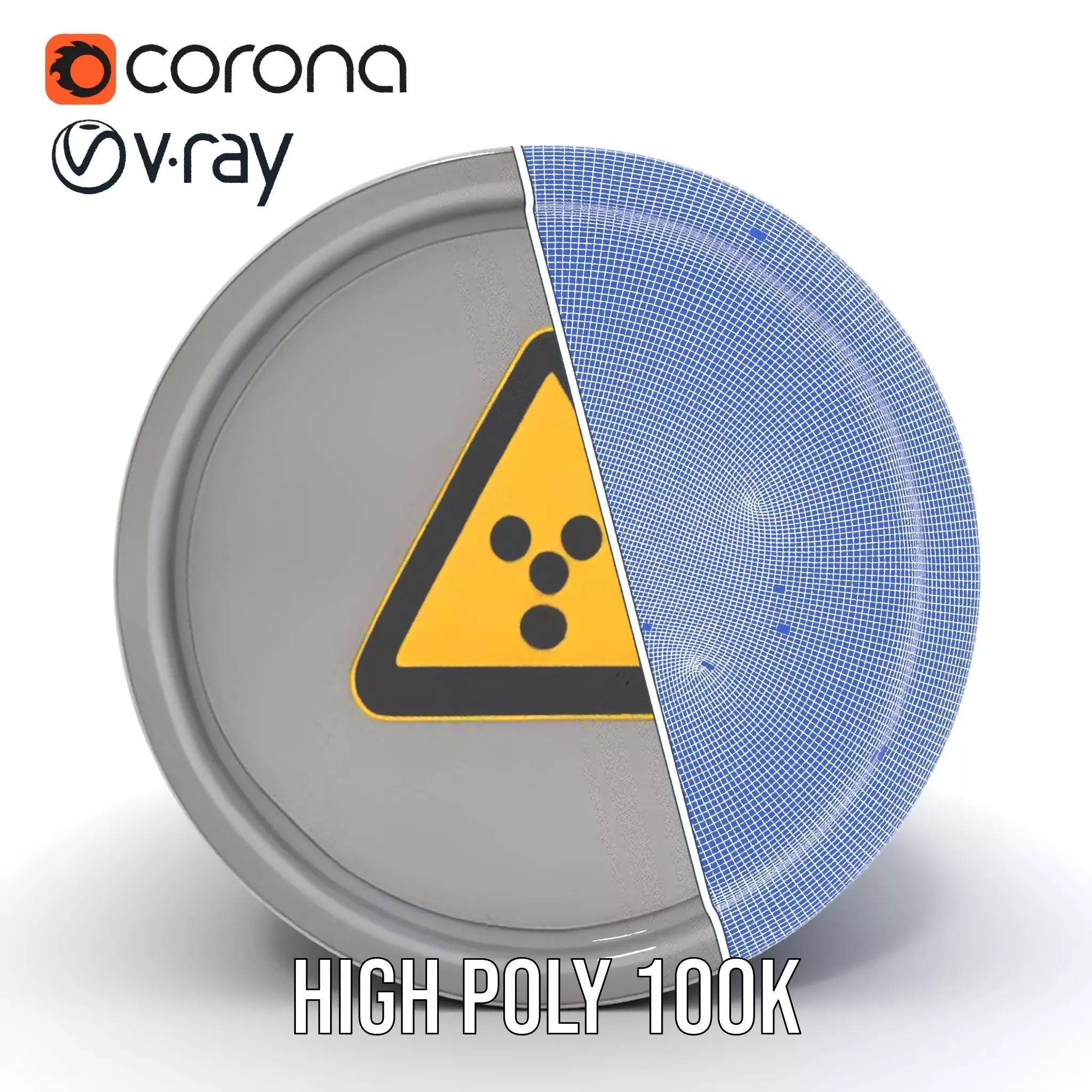 Radioactive Barrel Model Pack with Caution Label Low-poly 3D model_35