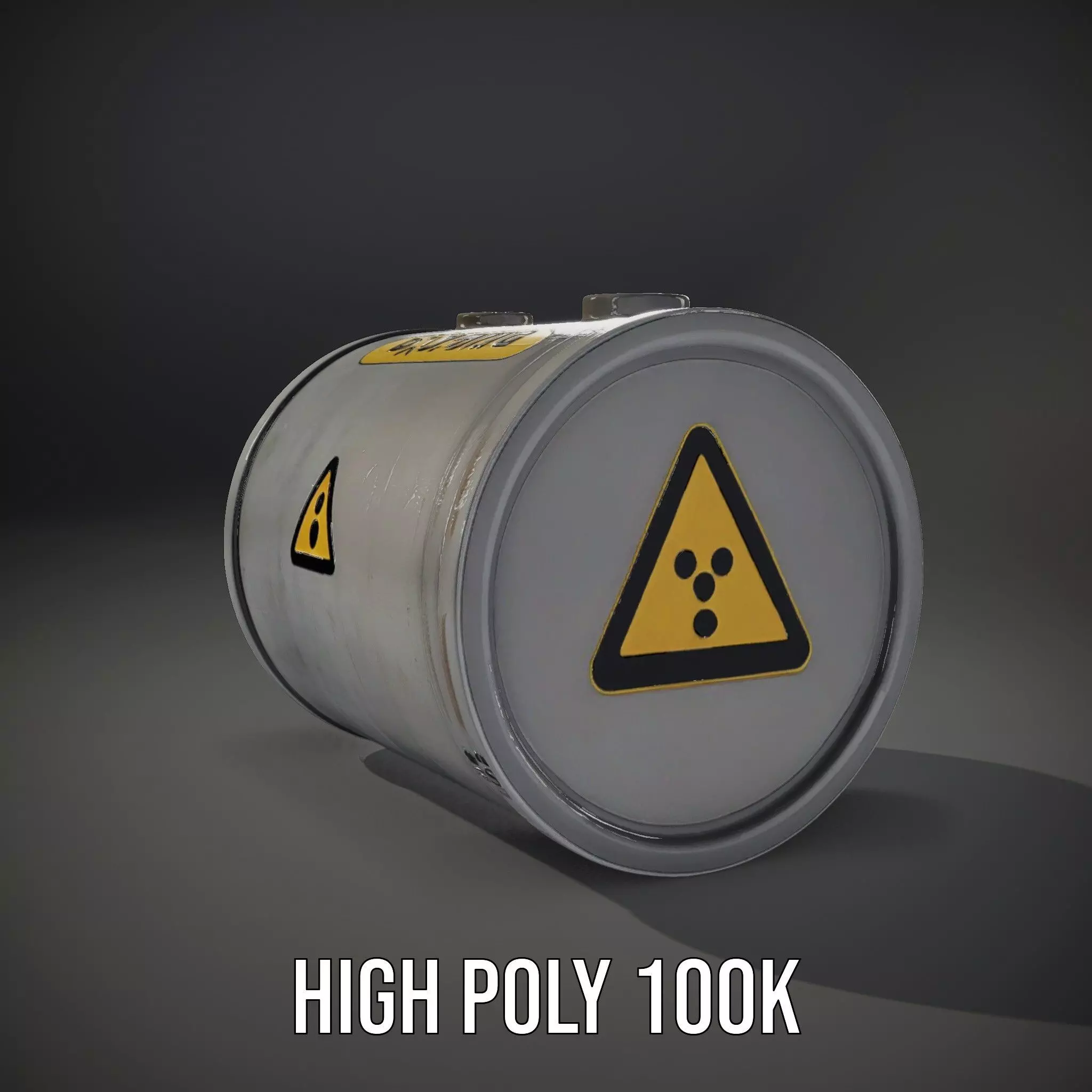 Radioactive Barrel Model Pack with Caution Label Low-poly 3D model_9