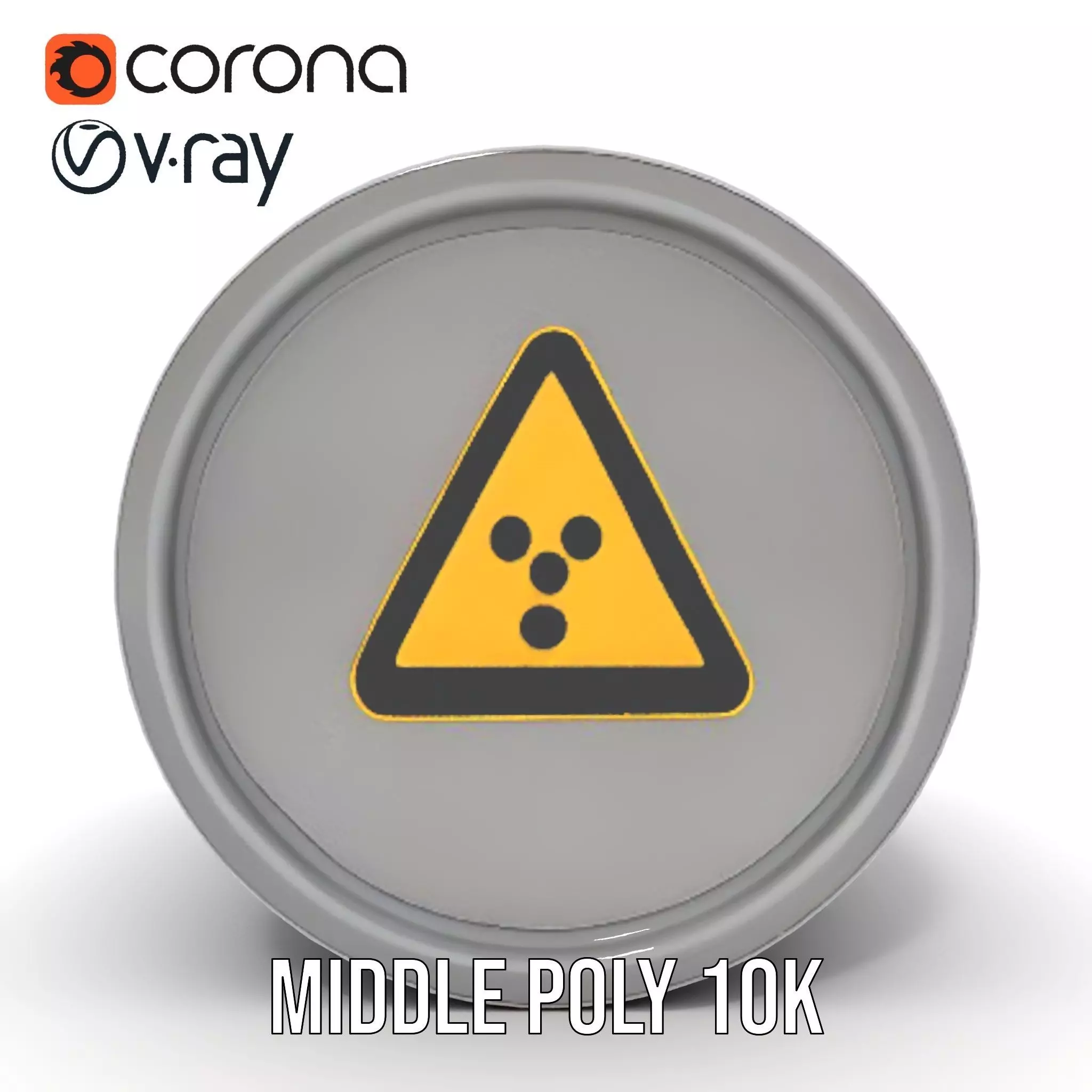 Radioactive Barrel Model Pack with Caution Label Low-poly 3D model_17