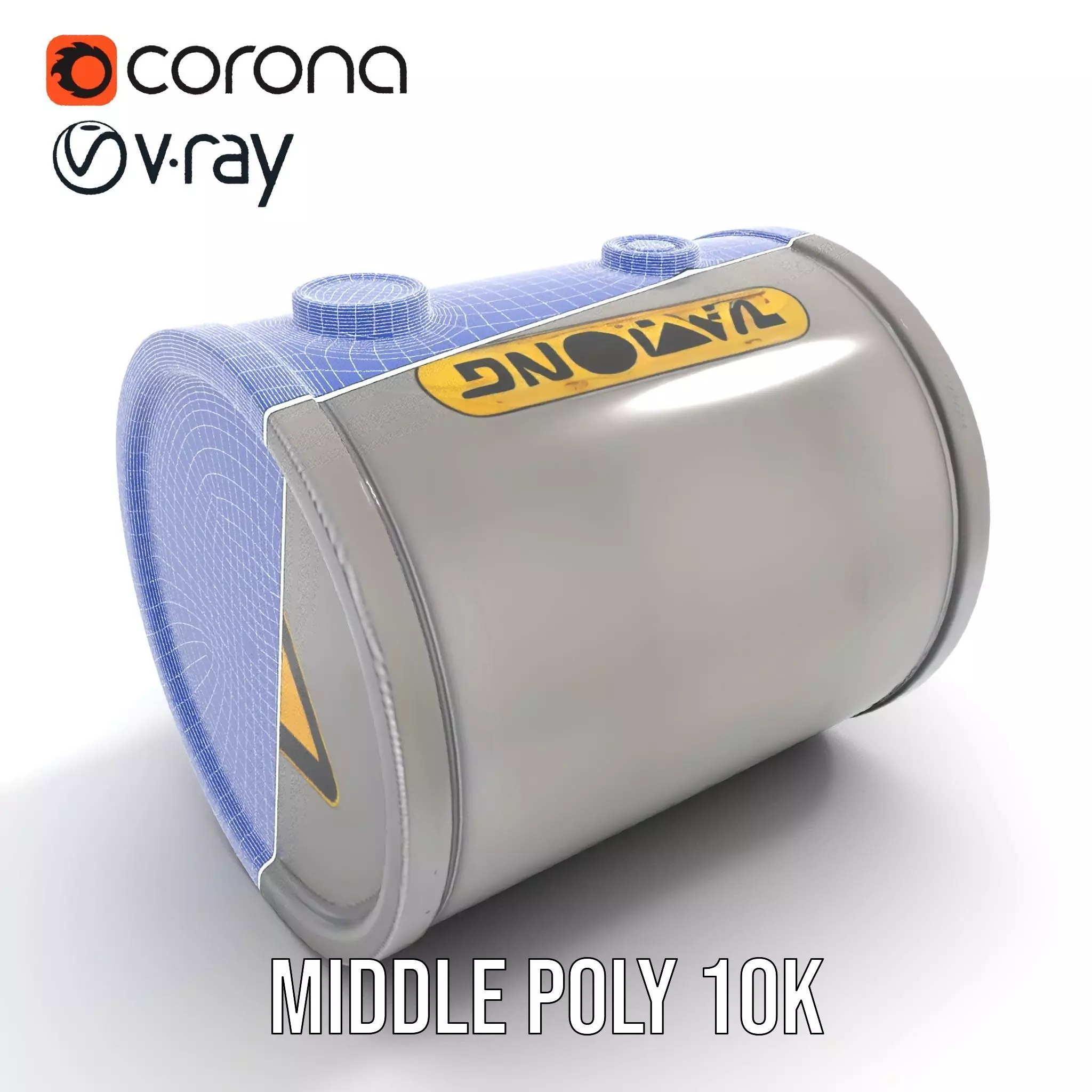 Radioactive Barrel Model Pack with Caution Label Low-poly 3D model_20