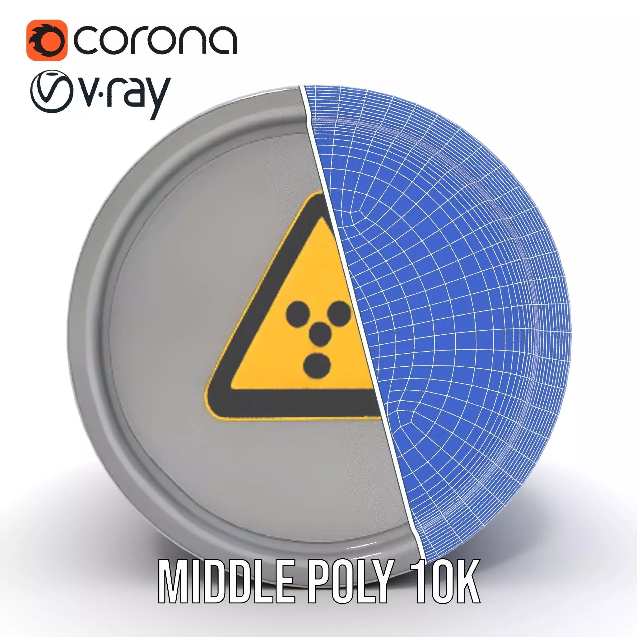Radioactive Barrel Model Pack with Caution Label Low-poly 3D model_31