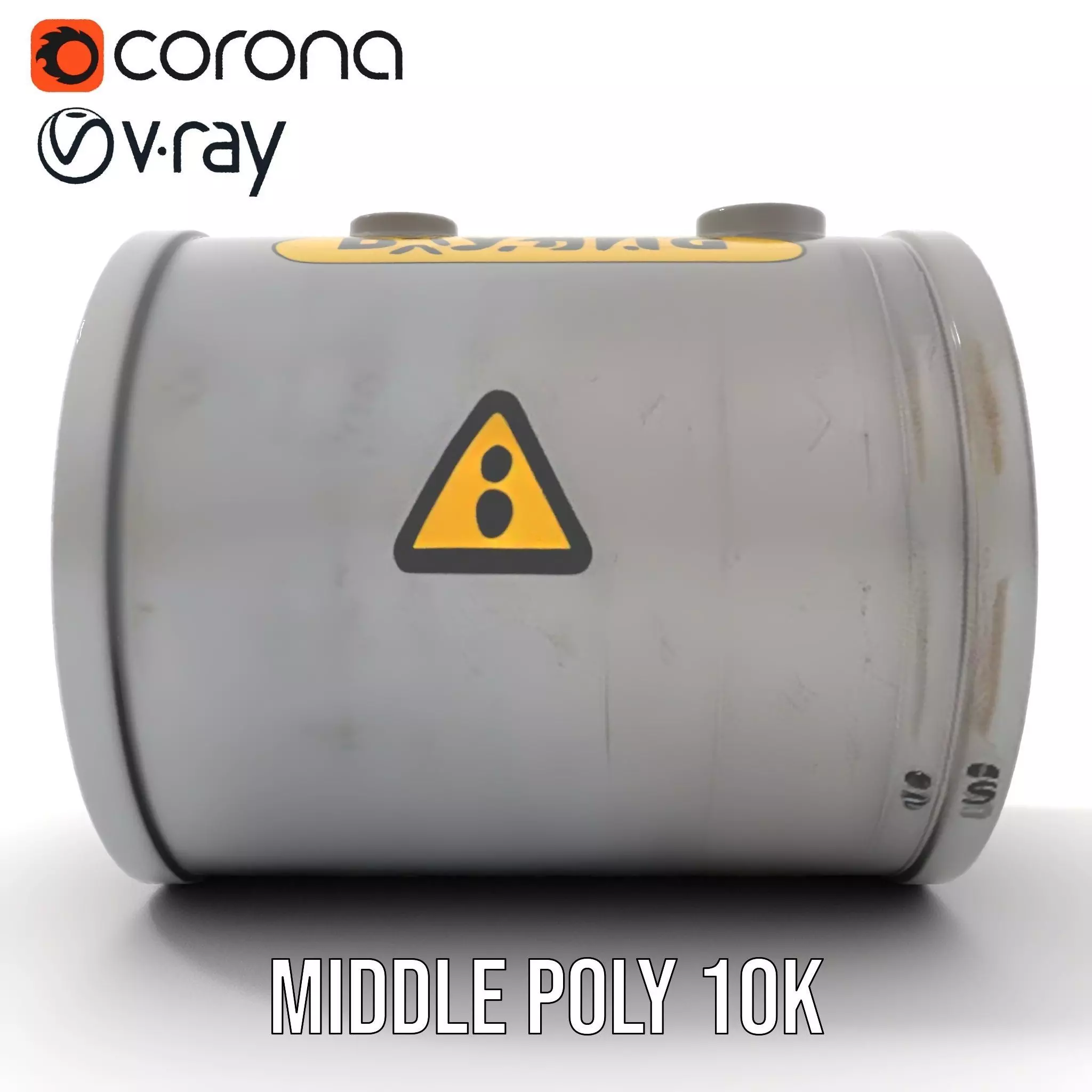 Radioactive Barrel Model Pack with Caution Label Low-poly 3D model_12