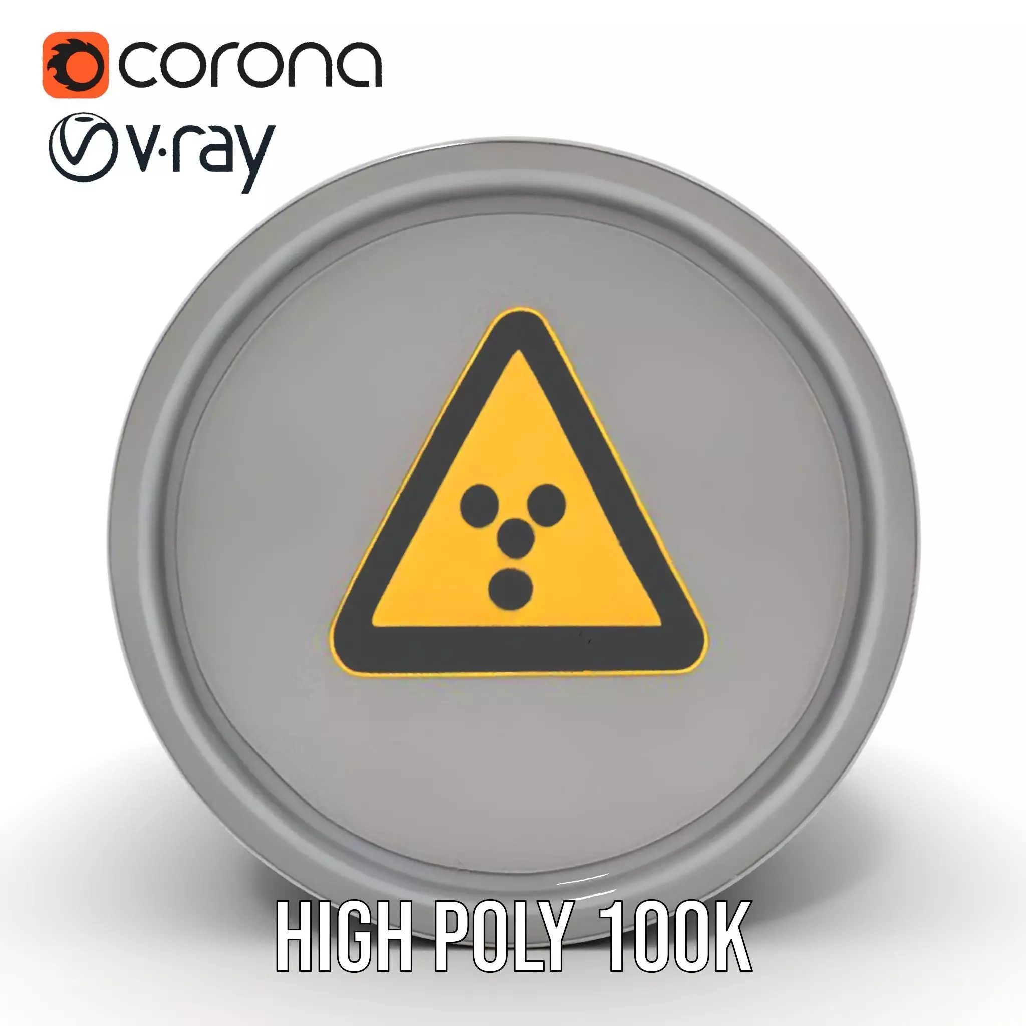 Radioactive Barrel Model Pack with Caution Label Low-poly 3D model_24