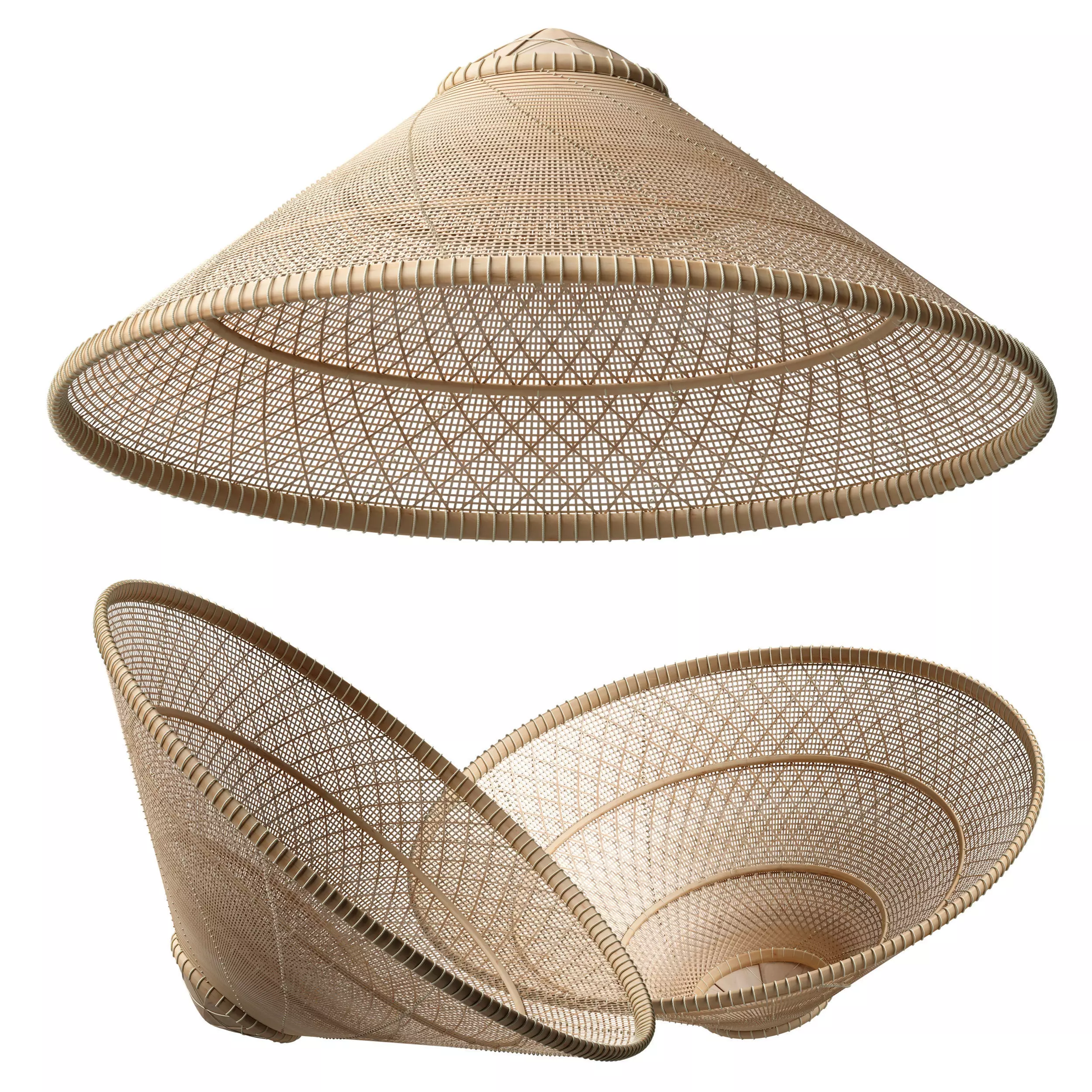Asian Straw Hat Nonla Vietnamese 3D model_0
