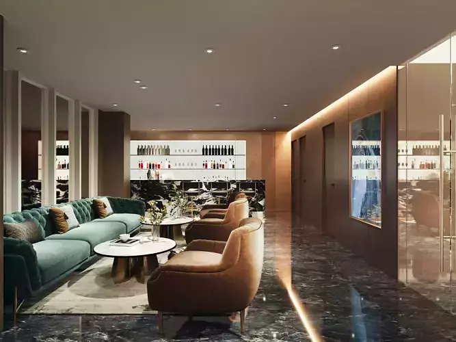 Modern club bar and cigar bar Low-poly 3D model