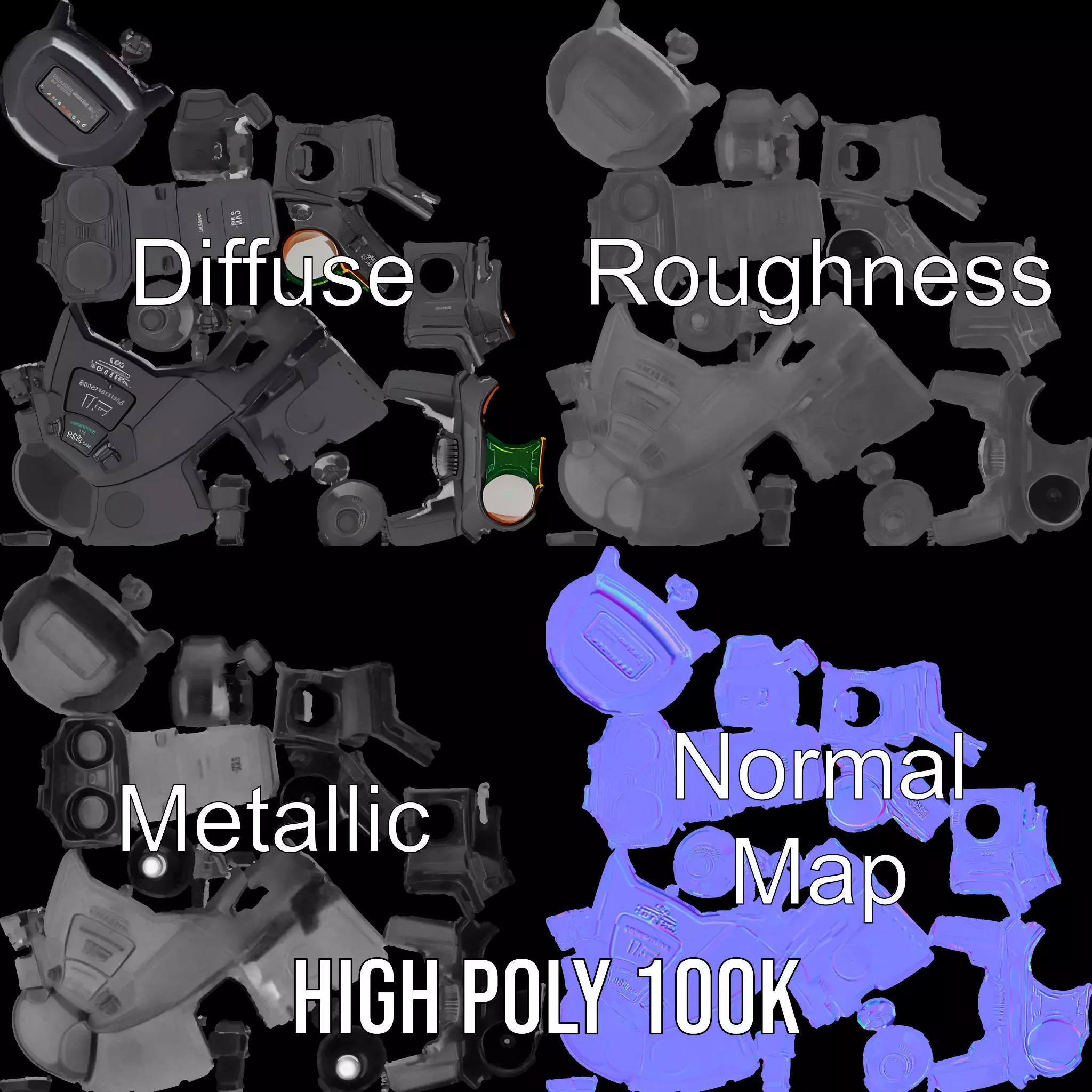 Futuristic Device model pack with PBR Textures Low-poly 3D model_4