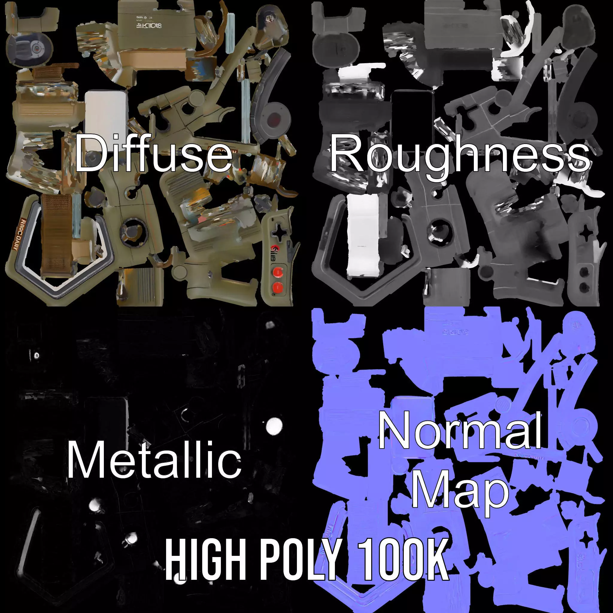 RetroFuturistic Wrist Device Model Pack Low-poly 3D model_4