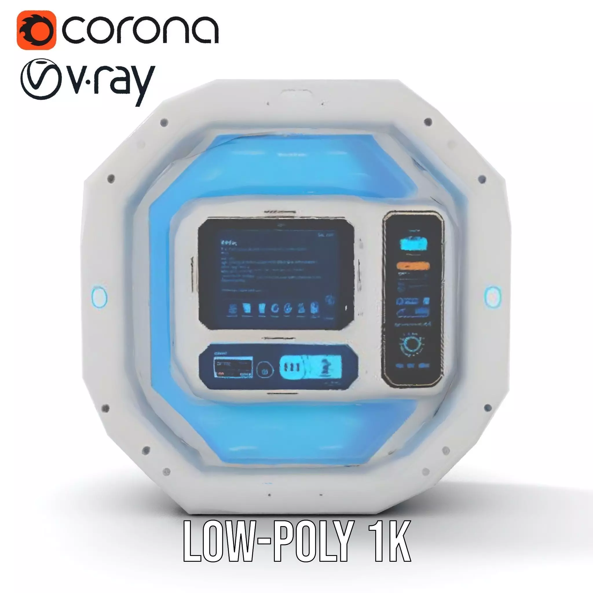 Futuristic Control Panel model pack with interactive display Low-poly 3D model_8