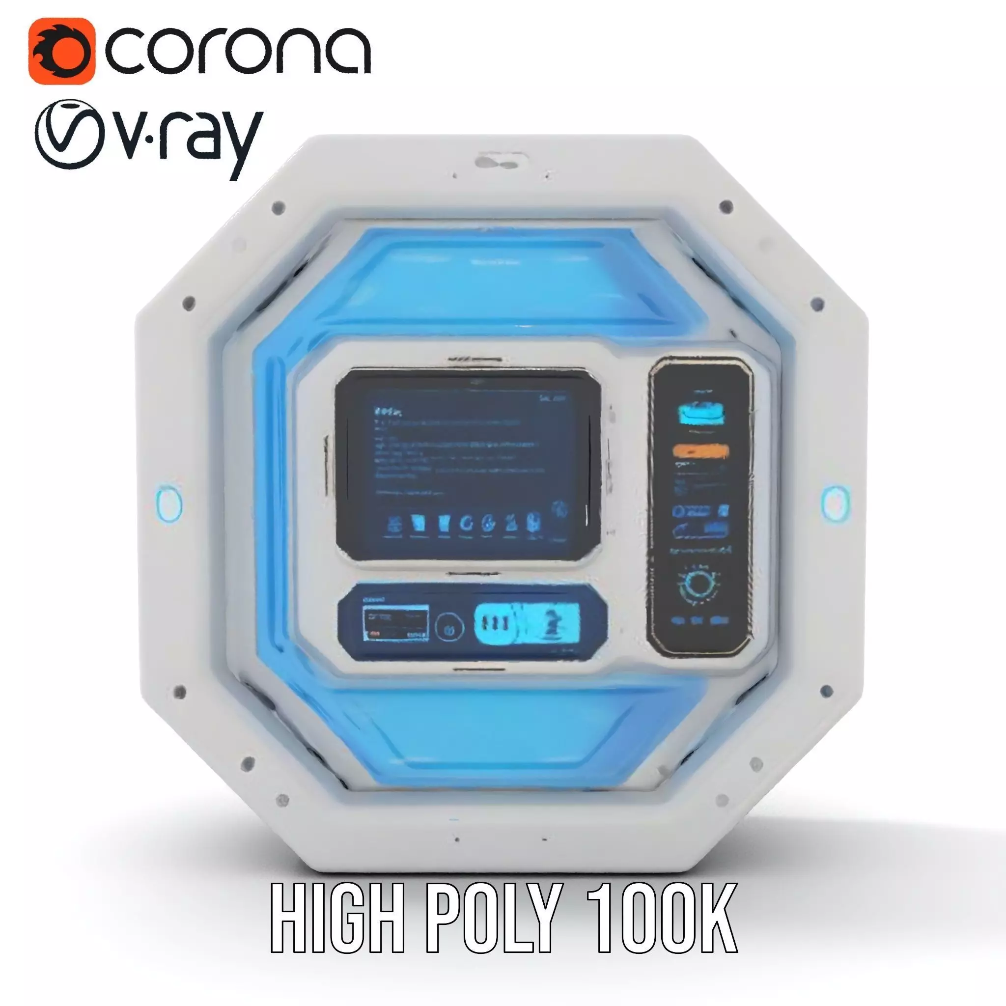 Futuristic Control Panel model pack with interactive display Low-poly 3D model_29