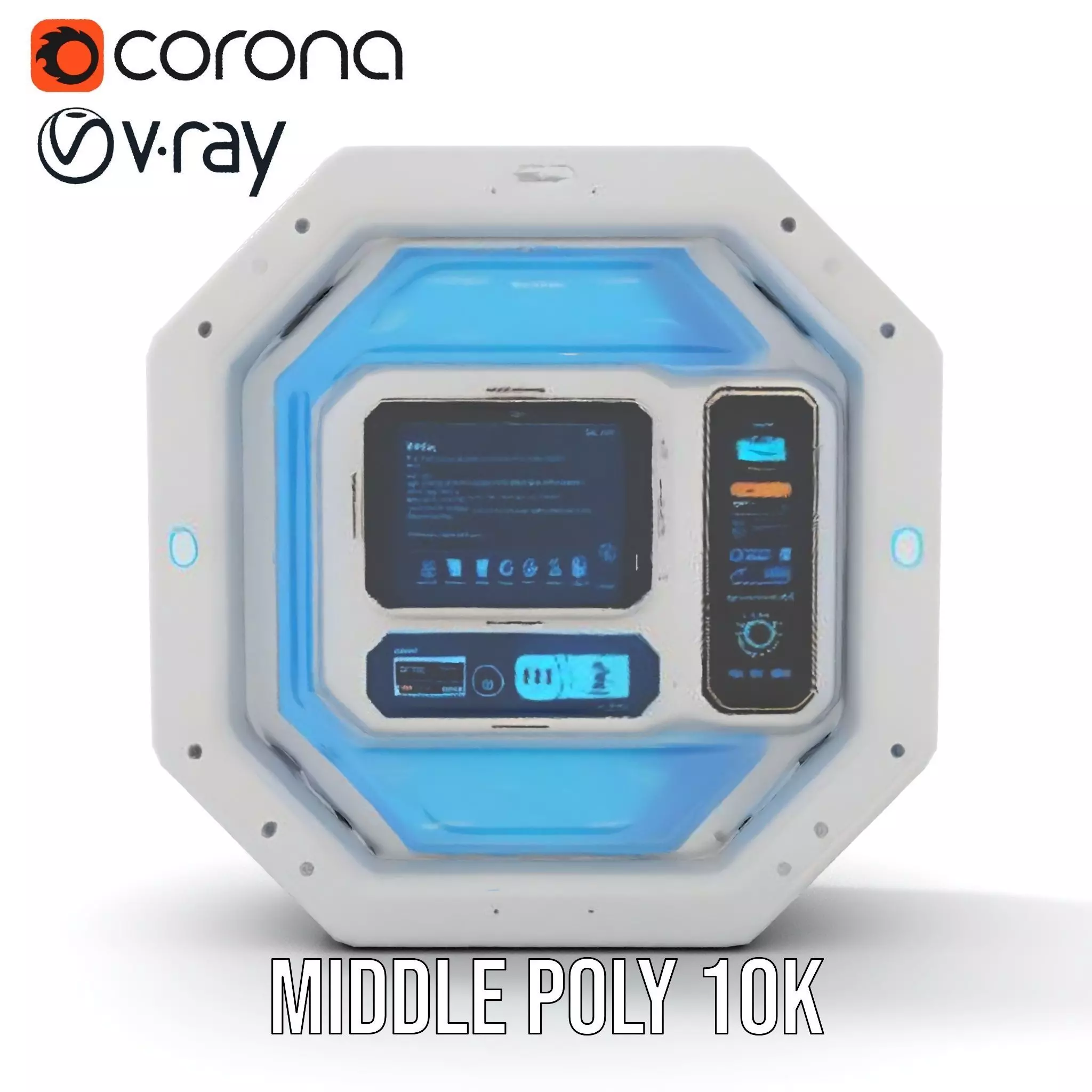 Futuristic Control Panel model pack with interactive display Low-poly 3D model_24