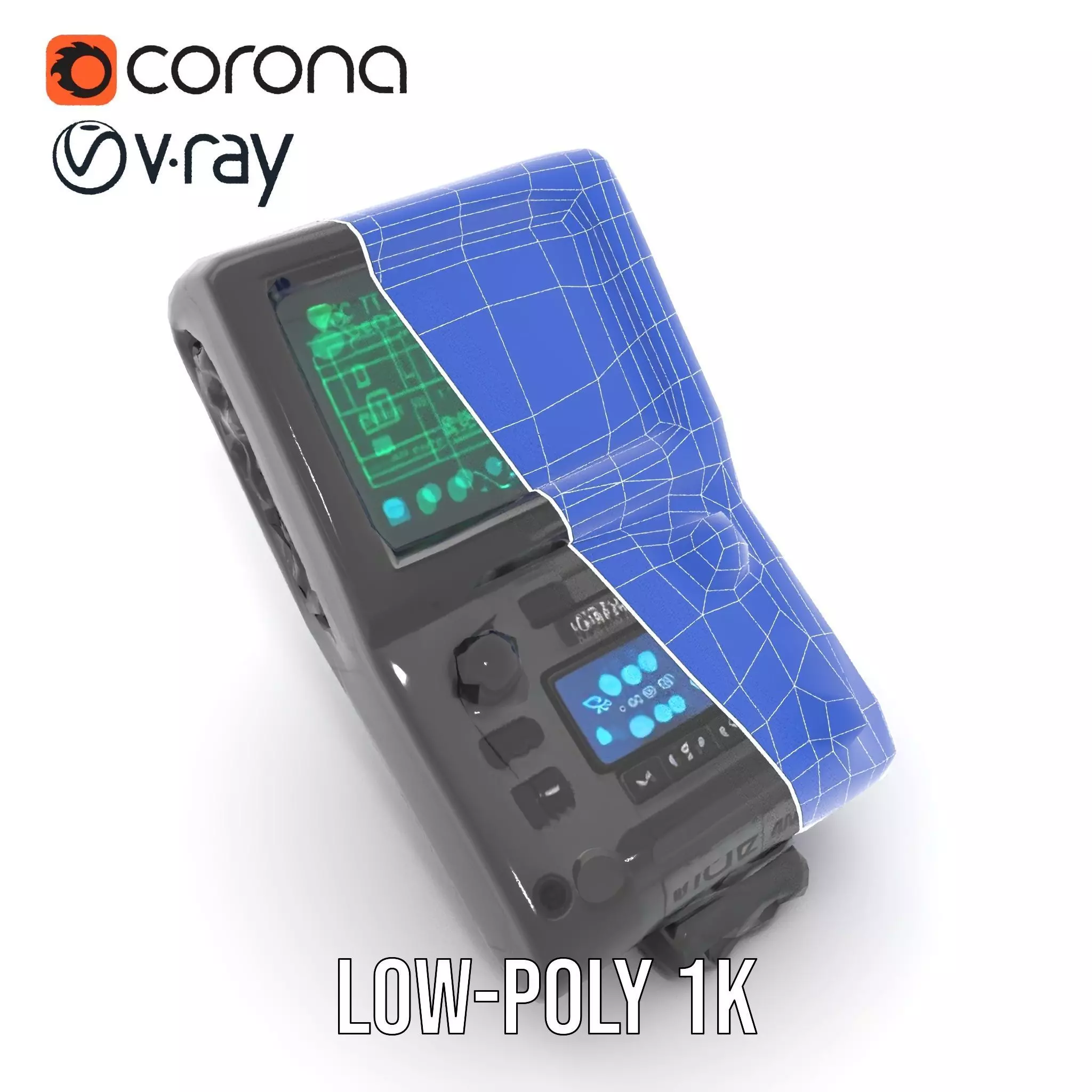 Futuristic Device Model Pack with Interface Display Low-poly 3D model_28