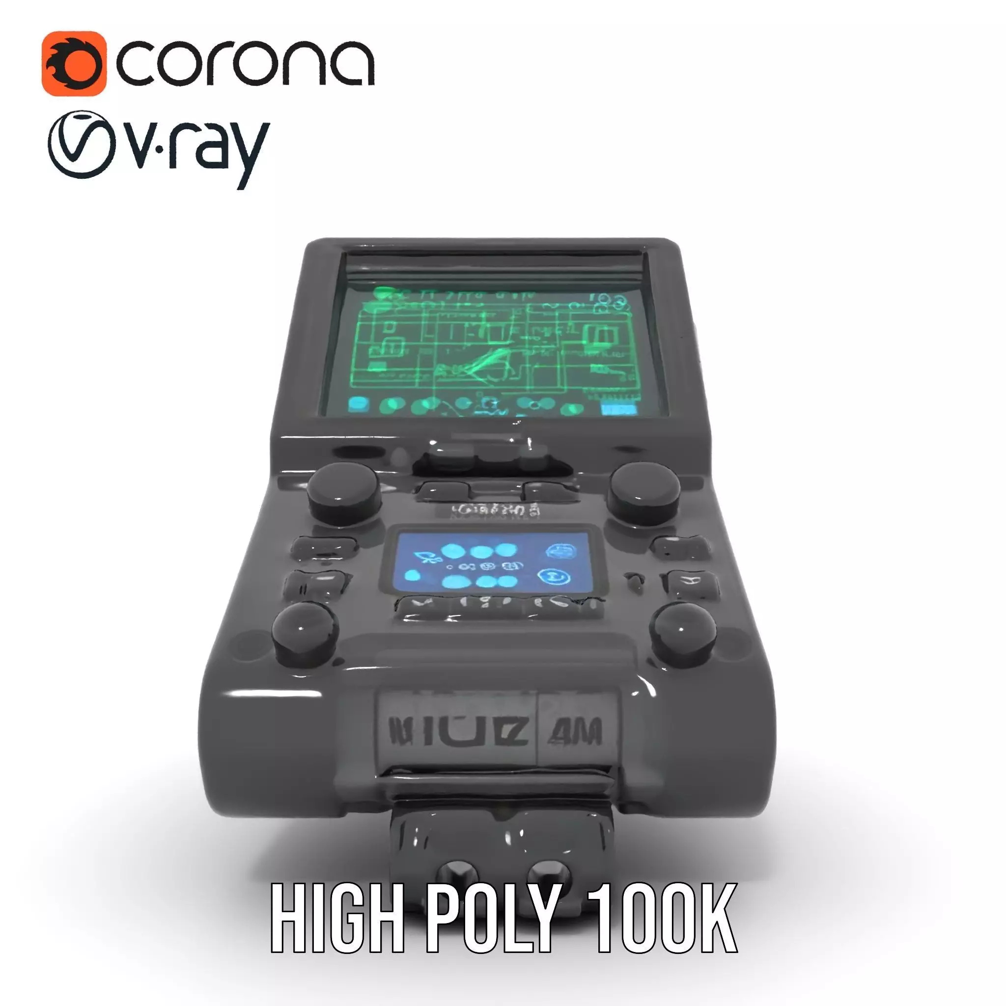 Futuristic Device Model Pack with Interface Display Low-poly 3D model_12