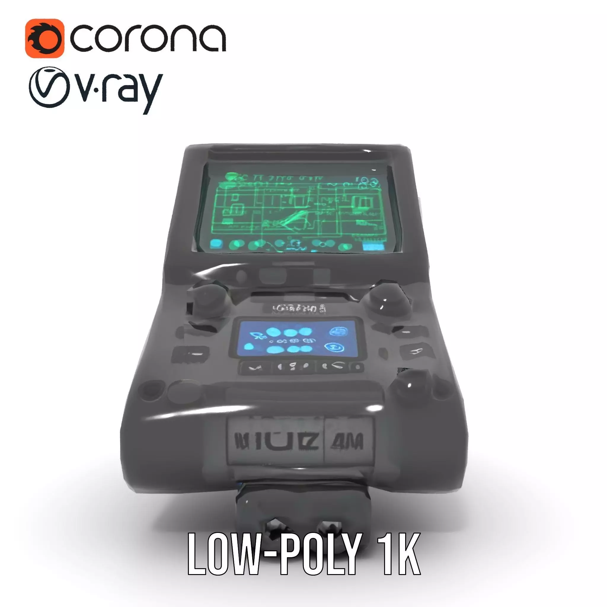 Futuristic Device Model Pack with Interface Display Low-poly 3D model_14