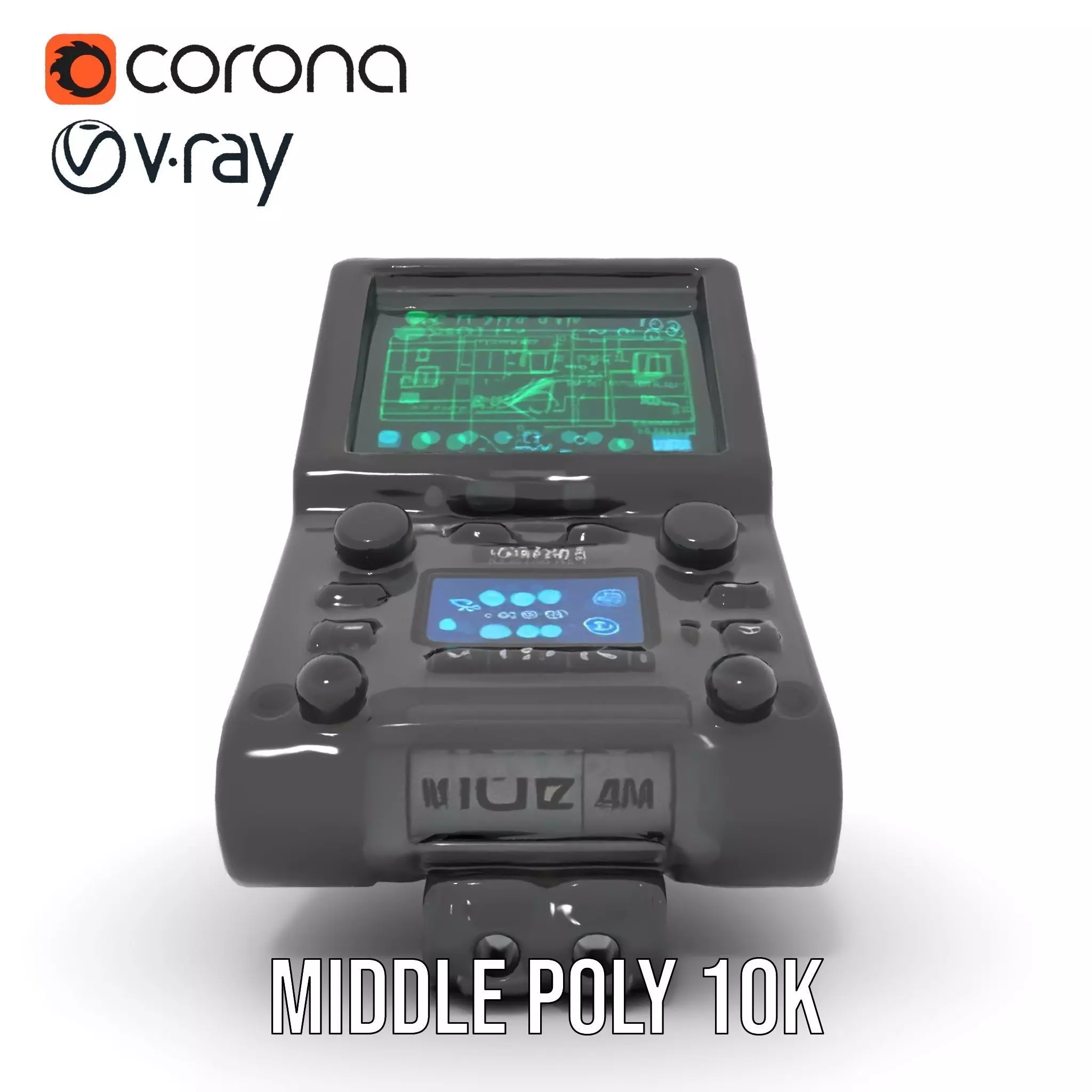 Futuristic Device Model Pack with Interface Display Low-poly 3D model_19