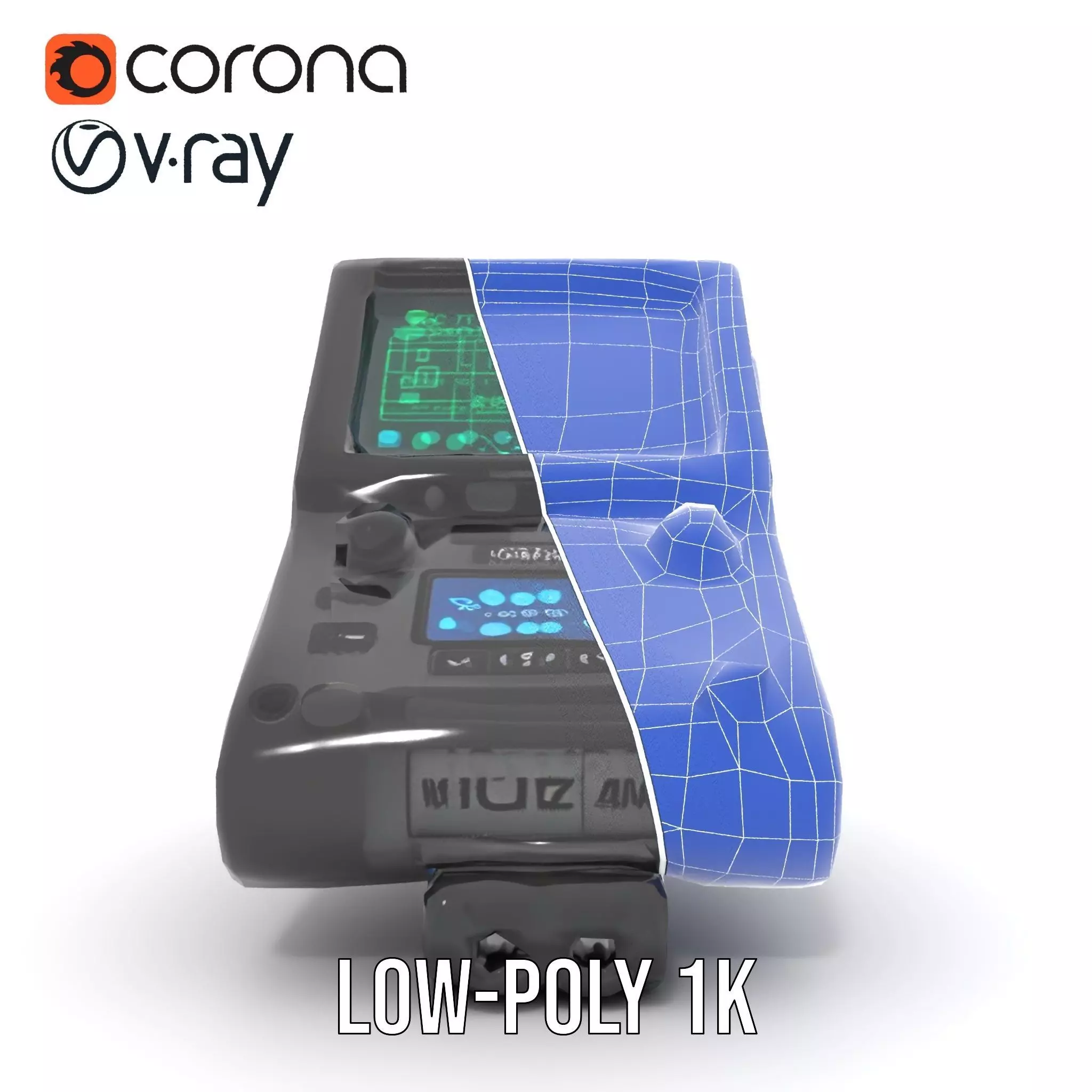 Futuristic Device Model Pack with Interface Display Low-poly 3D model_26