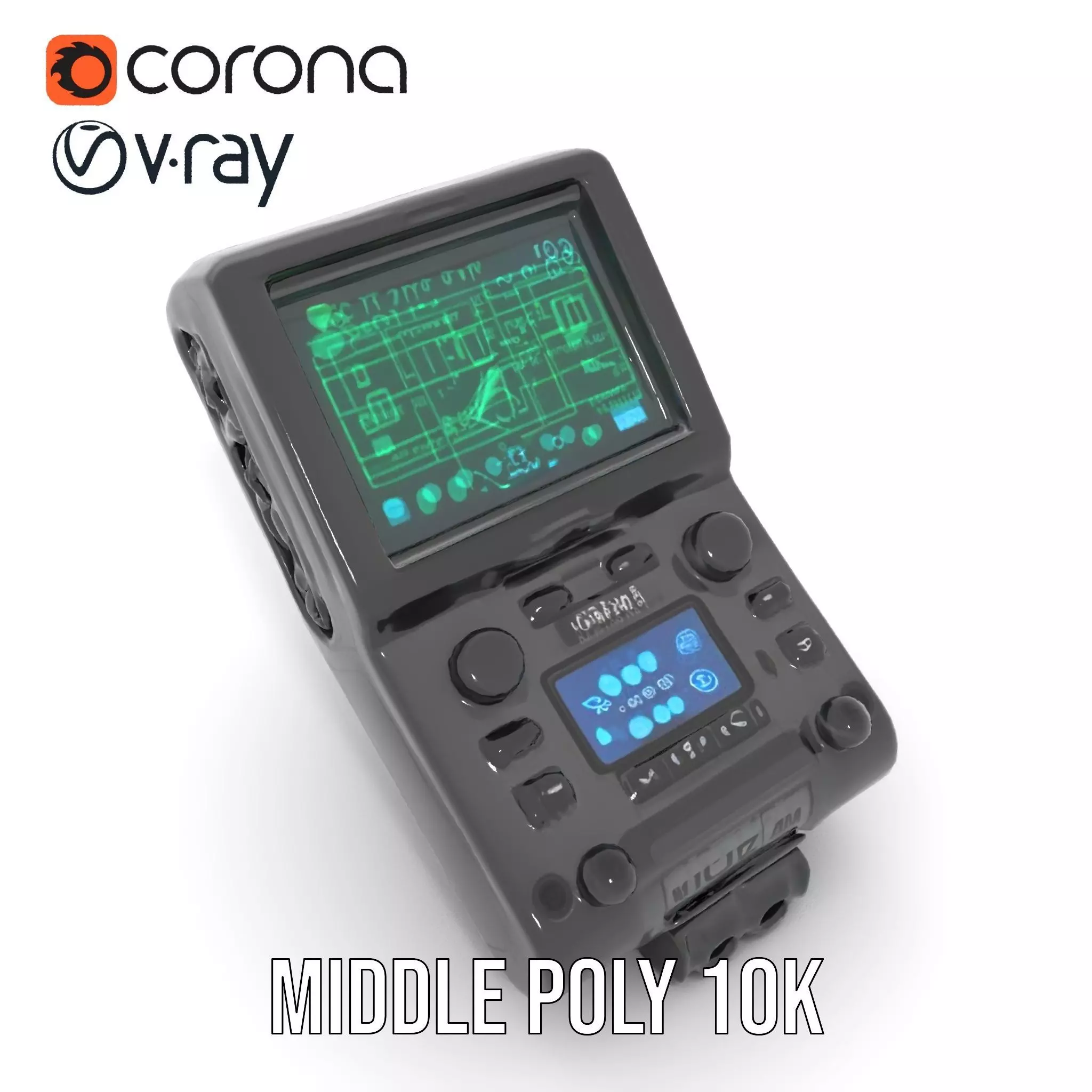 Futuristic Device Model Pack with Interface Display Low-poly 3D model_25