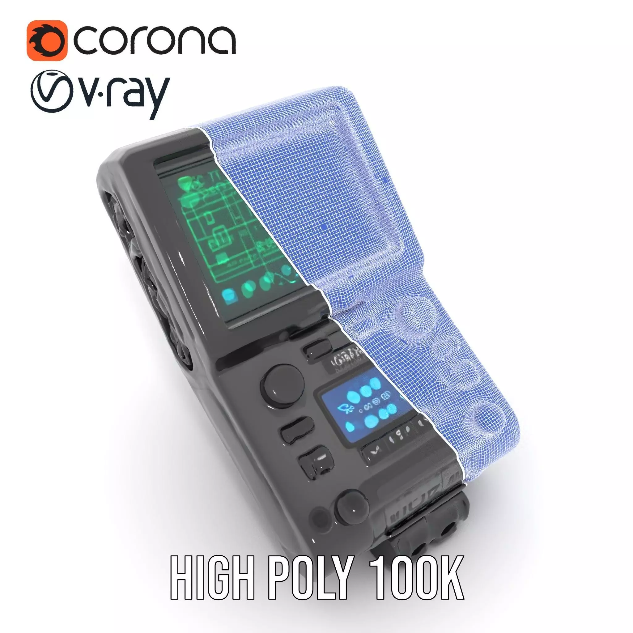 Futuristic Device Model Pack with Interface Display Low-poly 3D model_32