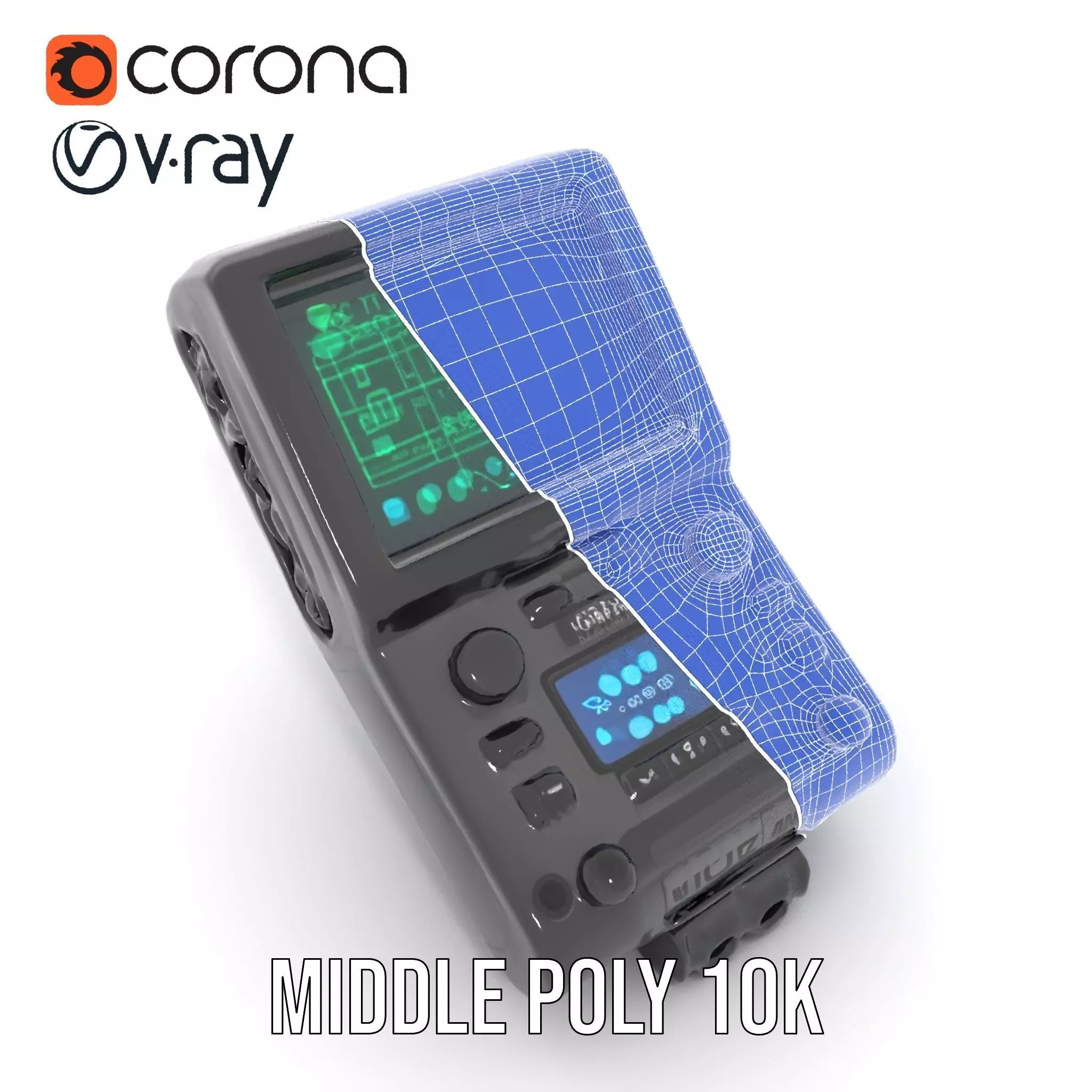 Futuristic Device Model Pack with Interface Display Low-poly 3D model_27