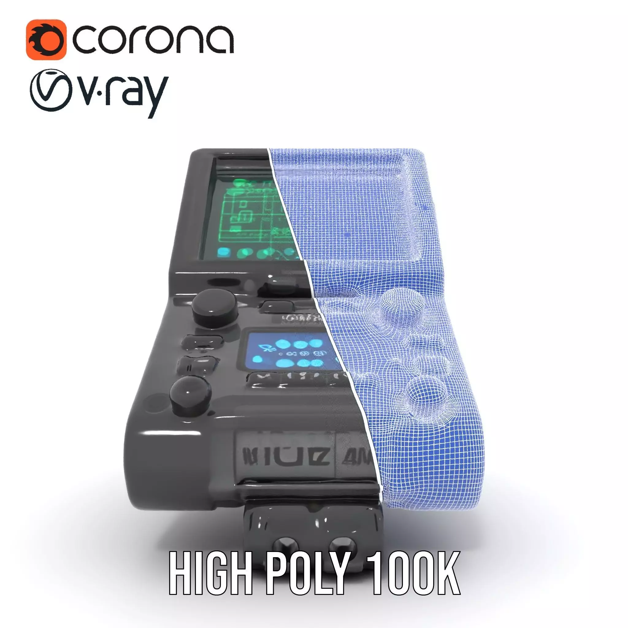 Futuristic Device Model Pack with Interface Display Low-poly 3D model_33