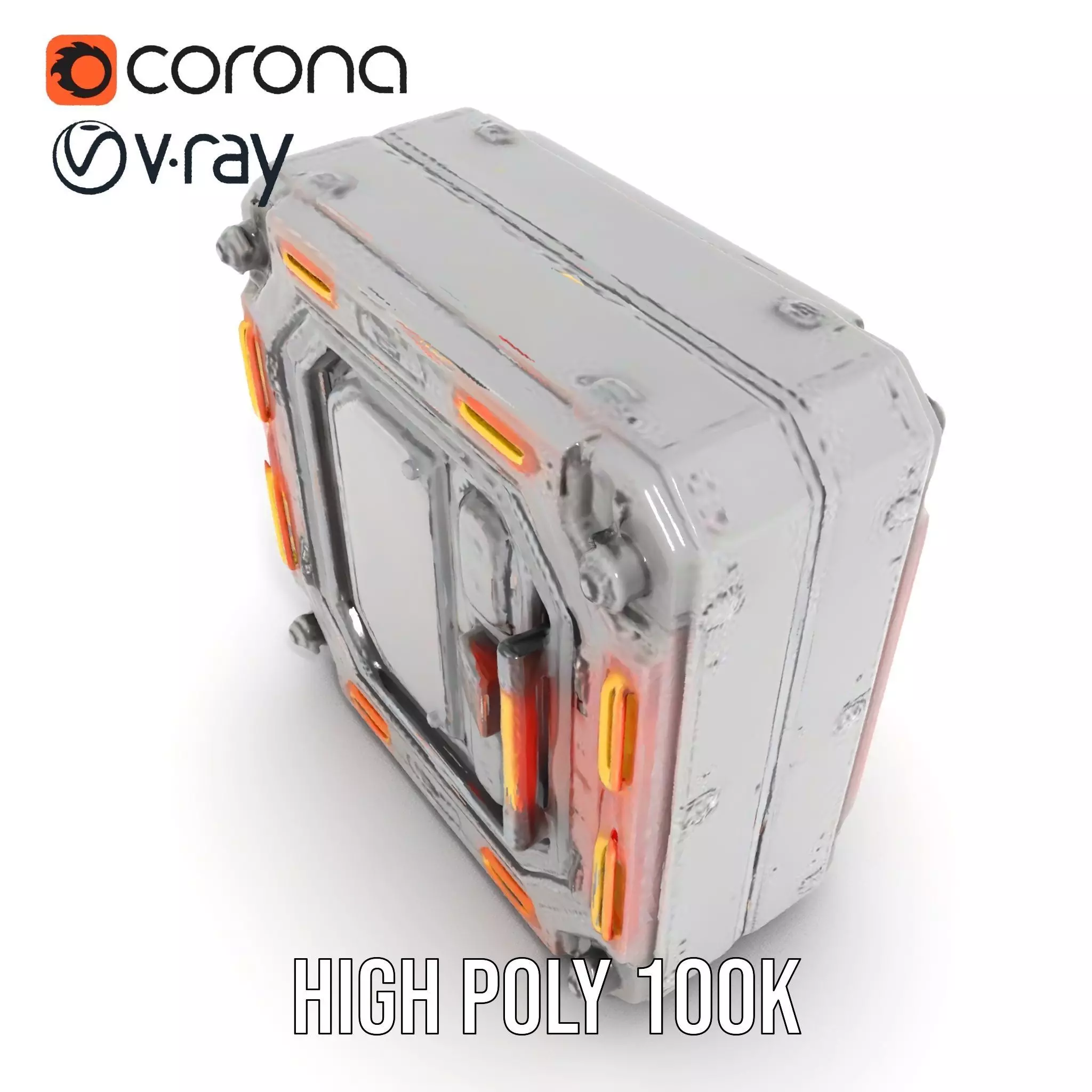 Futuristic SciFi Door model pack with LED strips Low-poly 3D model_24