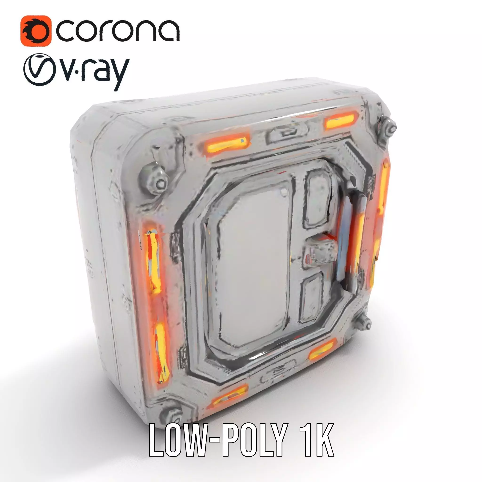 Futuristic SciFi Door model pack with LED strips Low-poly 3D model_10