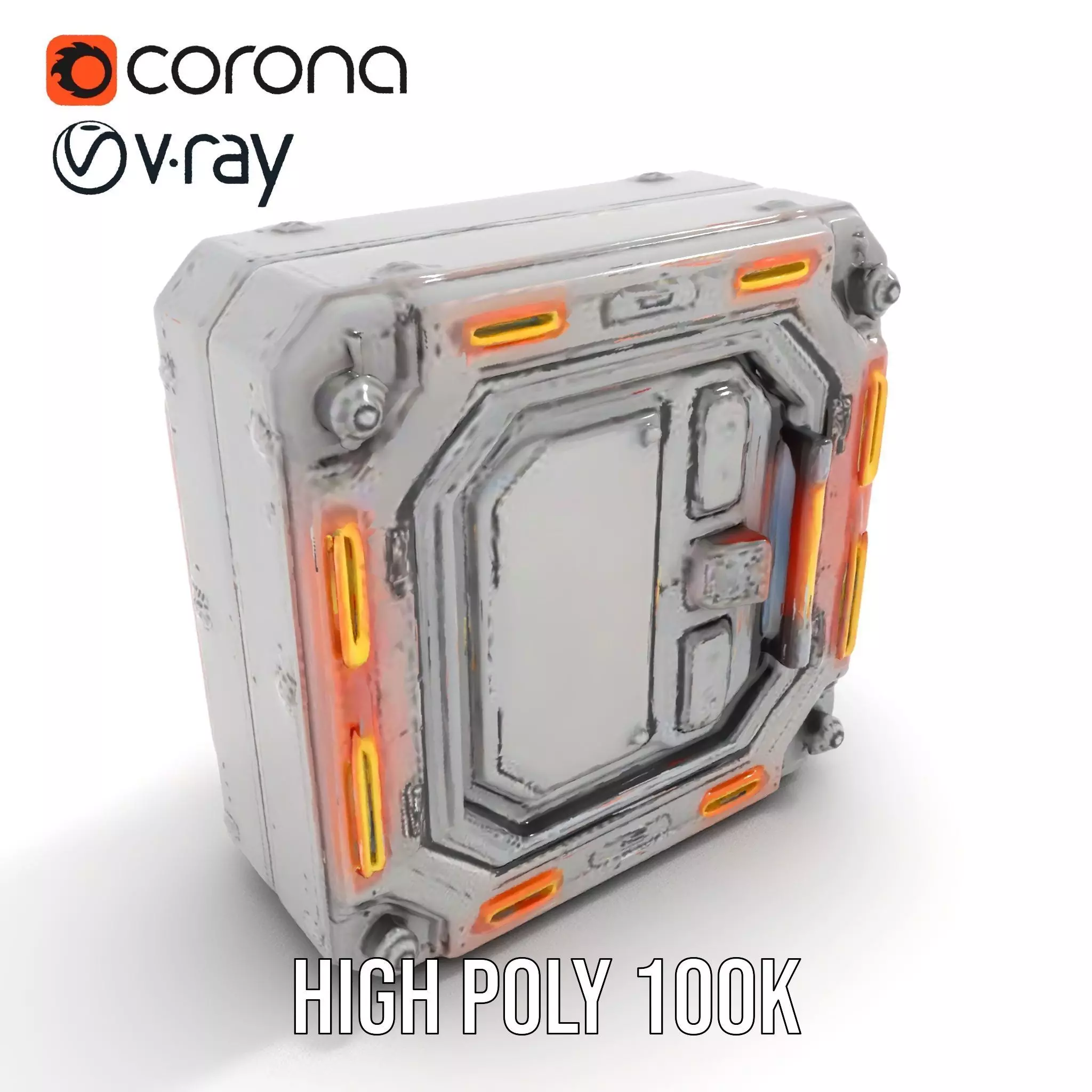 Futuristic SciFi Door model pack with LED strips Low-poly 3D model_21