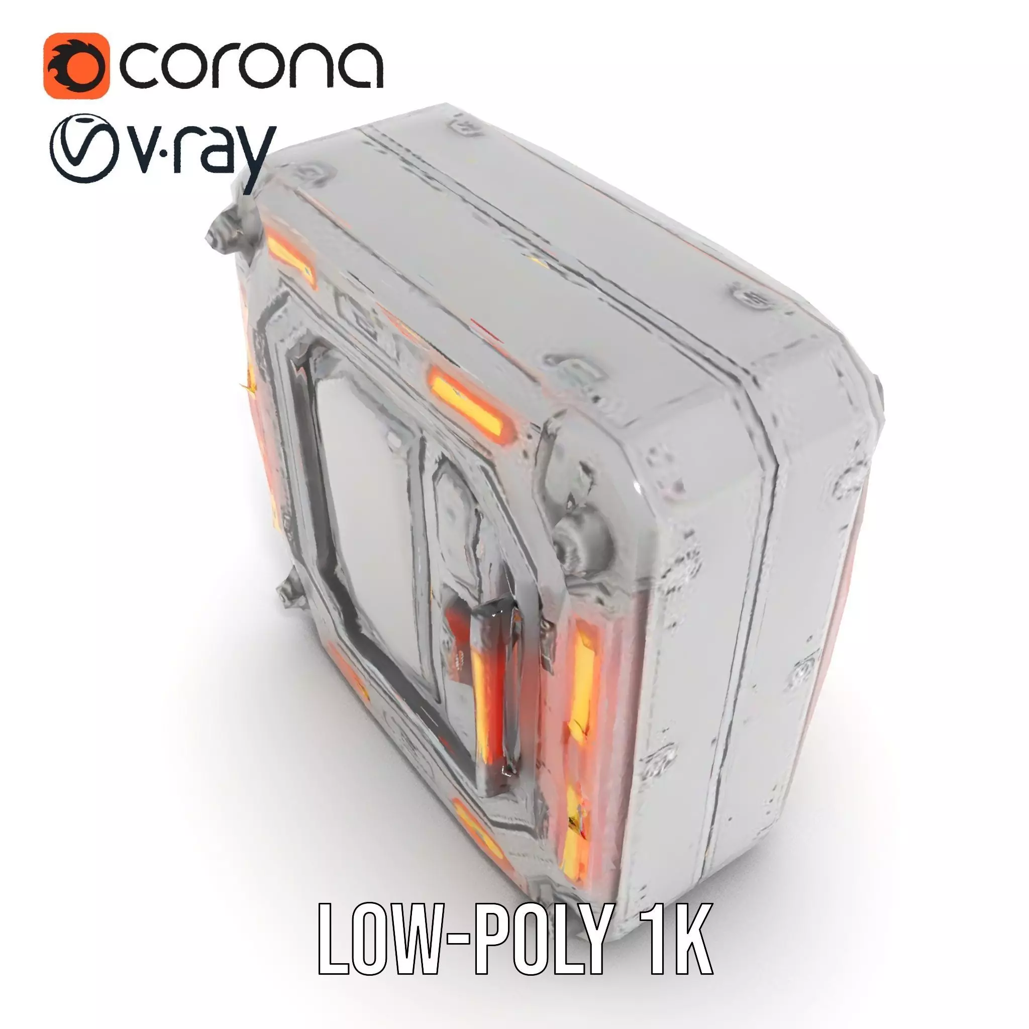 Futuristic SciFi Door model pack with LED strips Low-poly 3D model_20