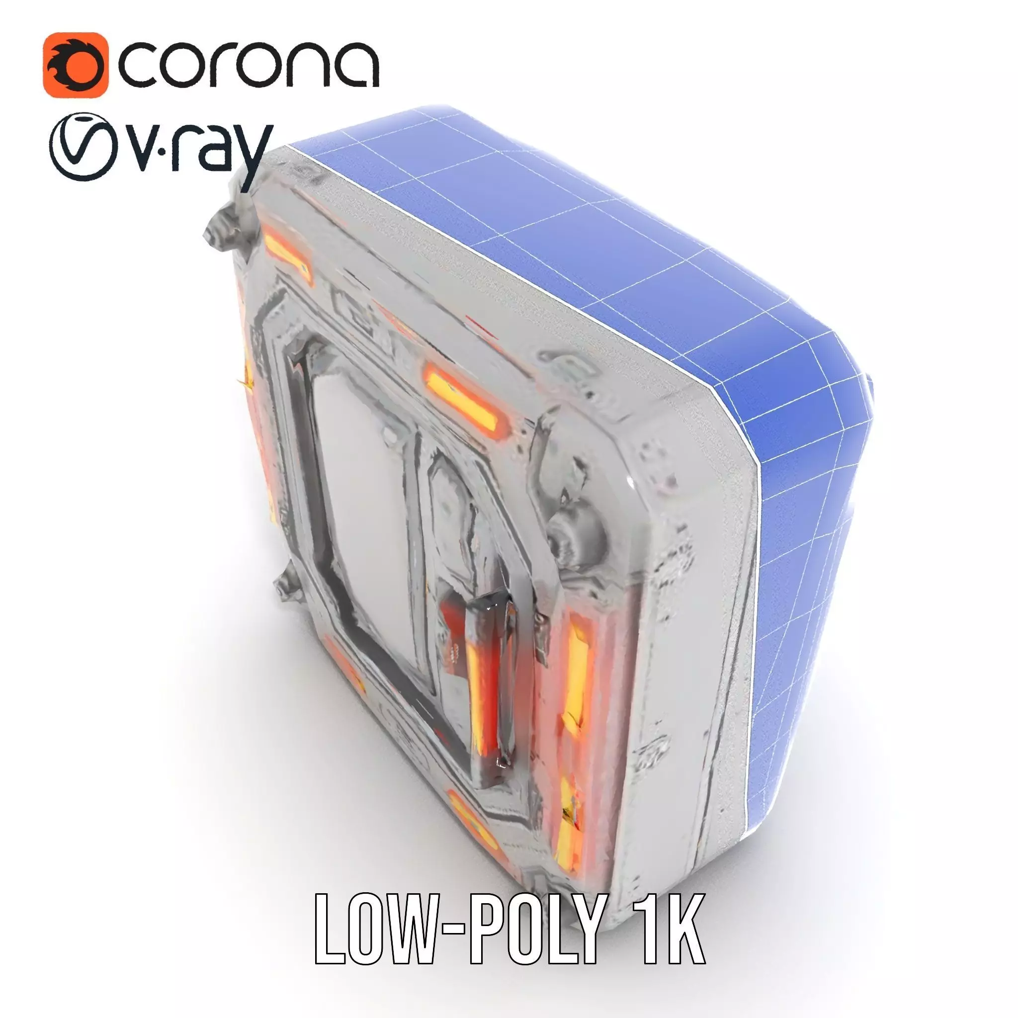 Futuristic SciFi Door model pack with LED strips Low-poly 3D model_15