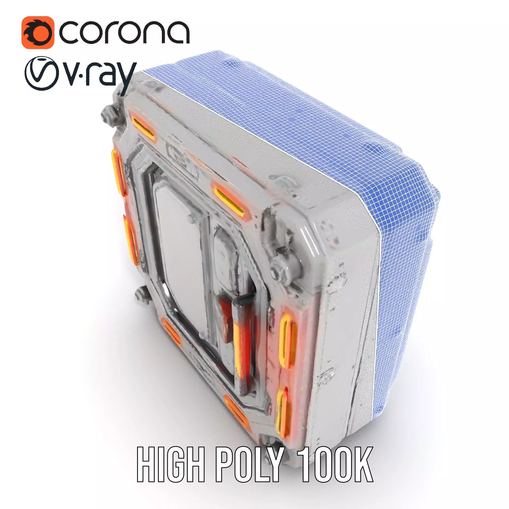 Futuristic SciFi Door model pack with LED strips Low-poly 3D model_33