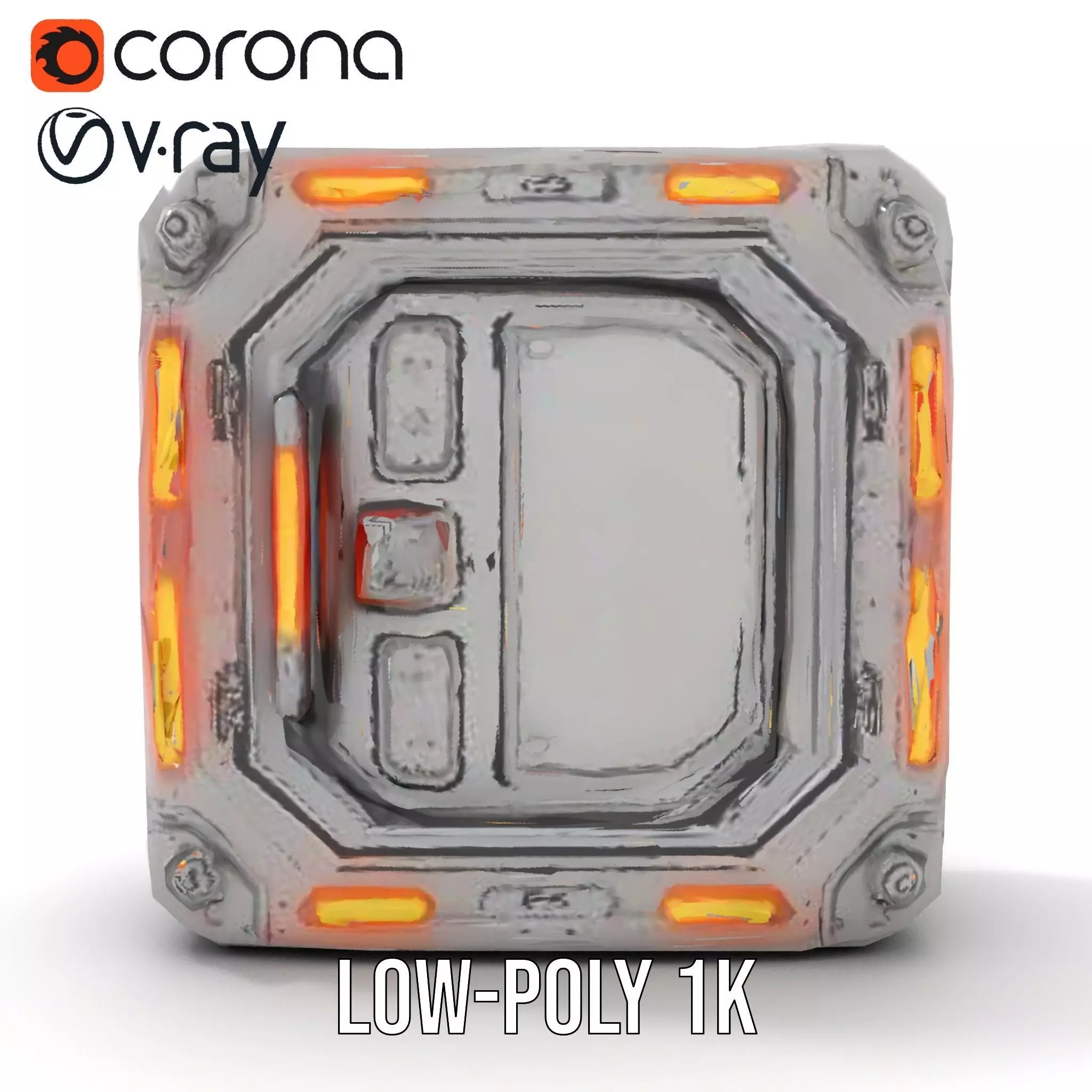 Futuristic SciFi Door model pack with LED strips Low-poly 3D model_13