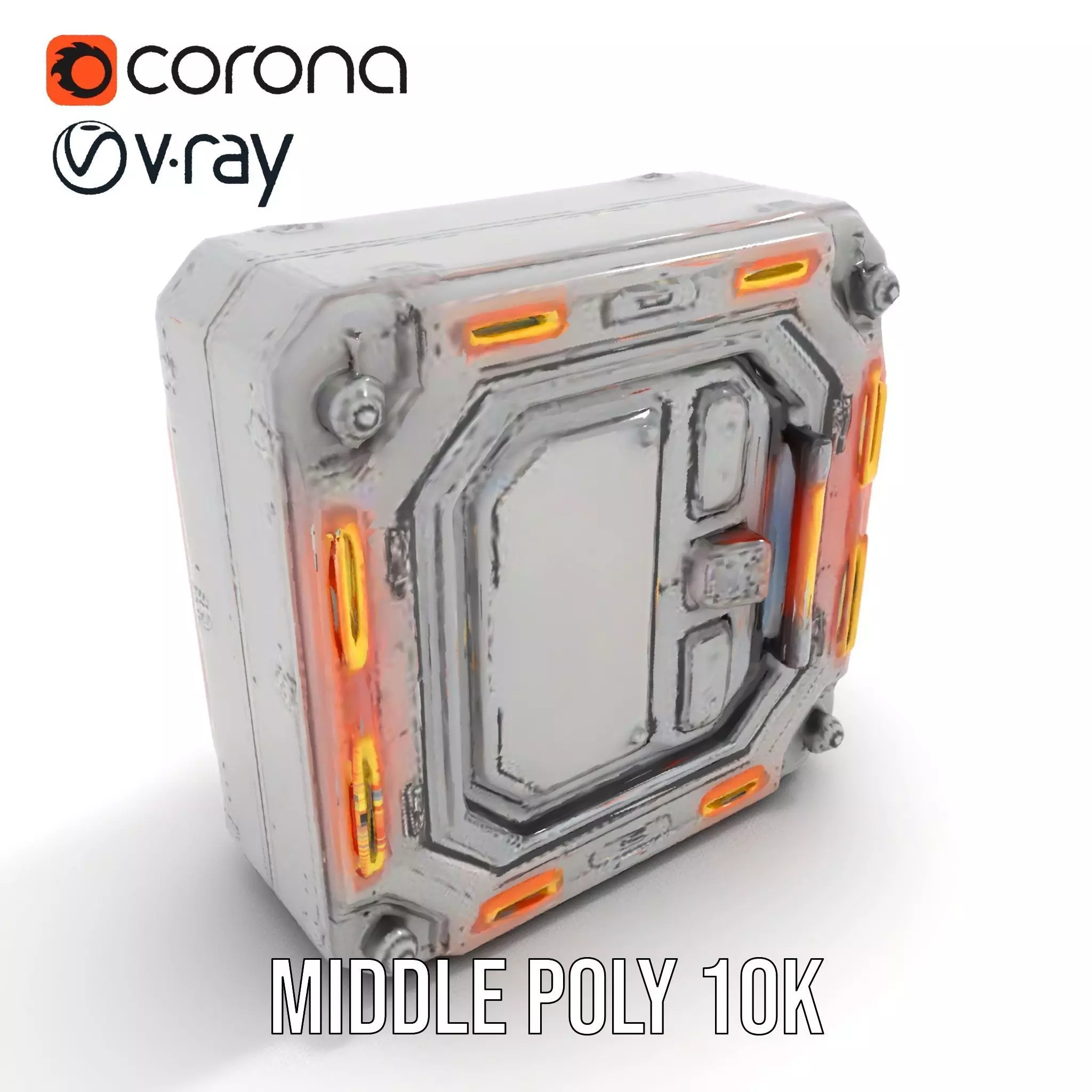 Futuristic SciFi Door model pack with LED strips Low-poly 3D model_7