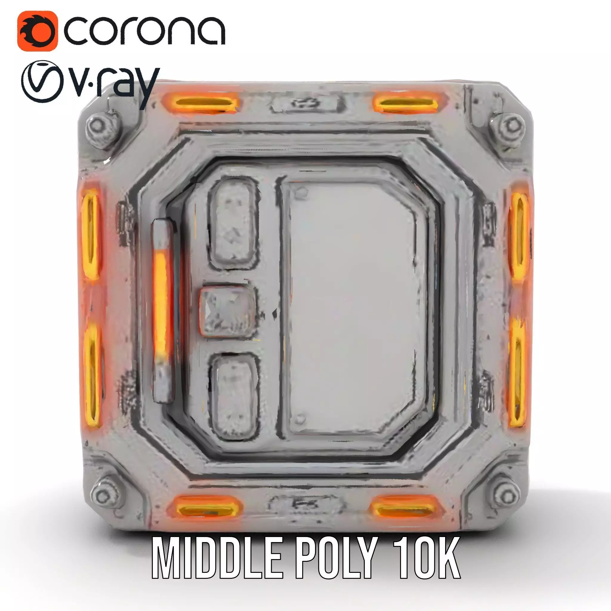 Futuristic SciFi Door model pack with LED strips Low-poly 3D model_22