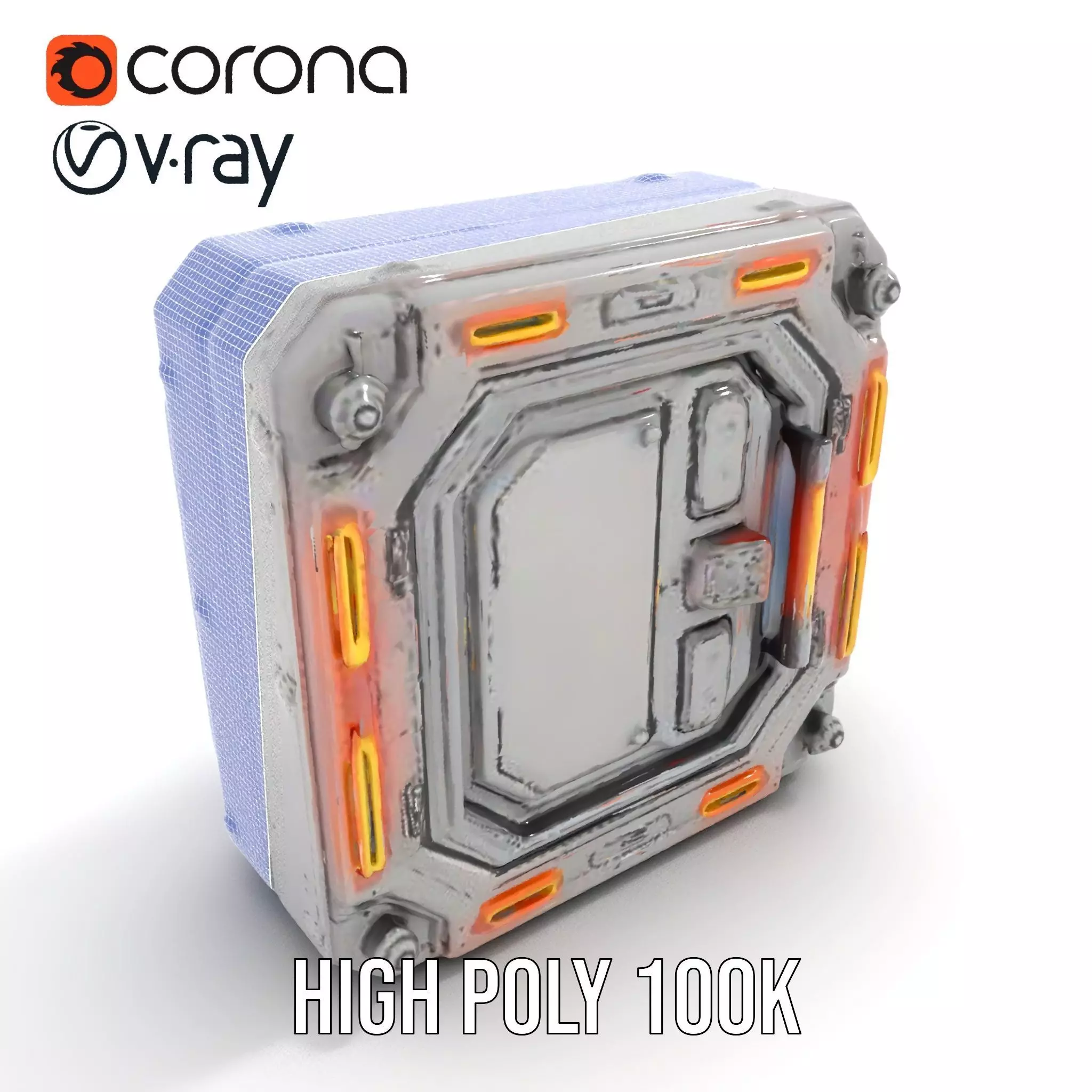 Futuristic SciFi Door model pack with LED strips Low-poly 3D model_30