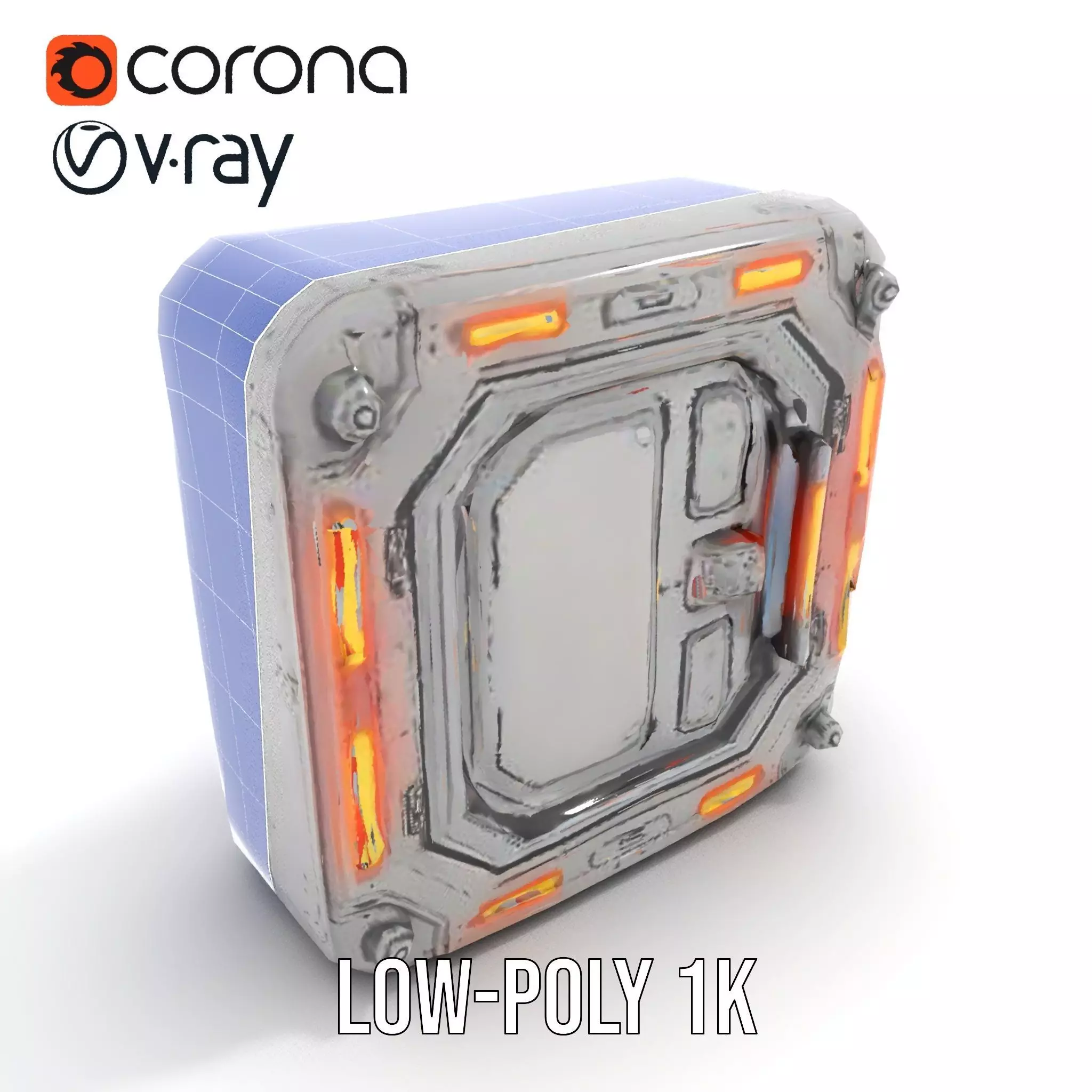 Futuristic SciFi Door model pack with LED strips Low-poly 3D model_32