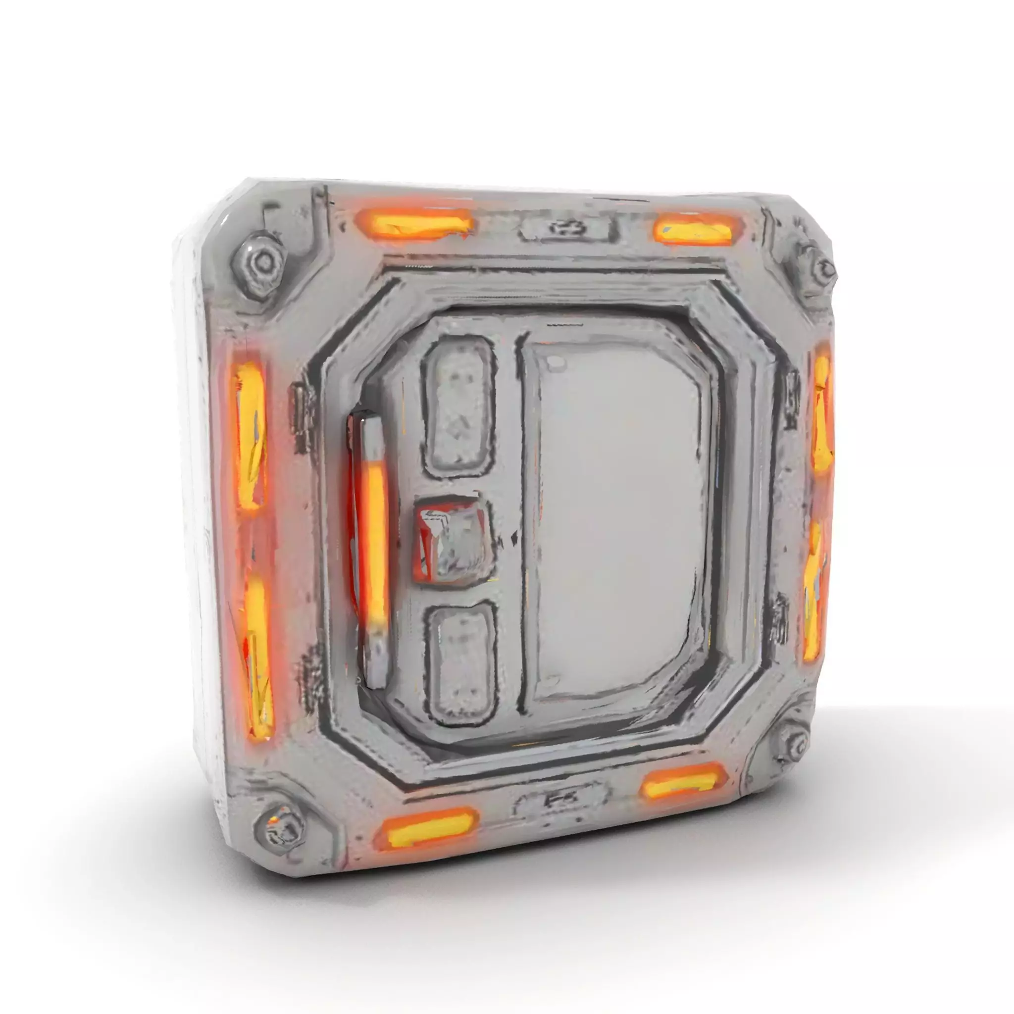 Futuristic SciFi Door model pack with LED strips Low-poly 3D model_8