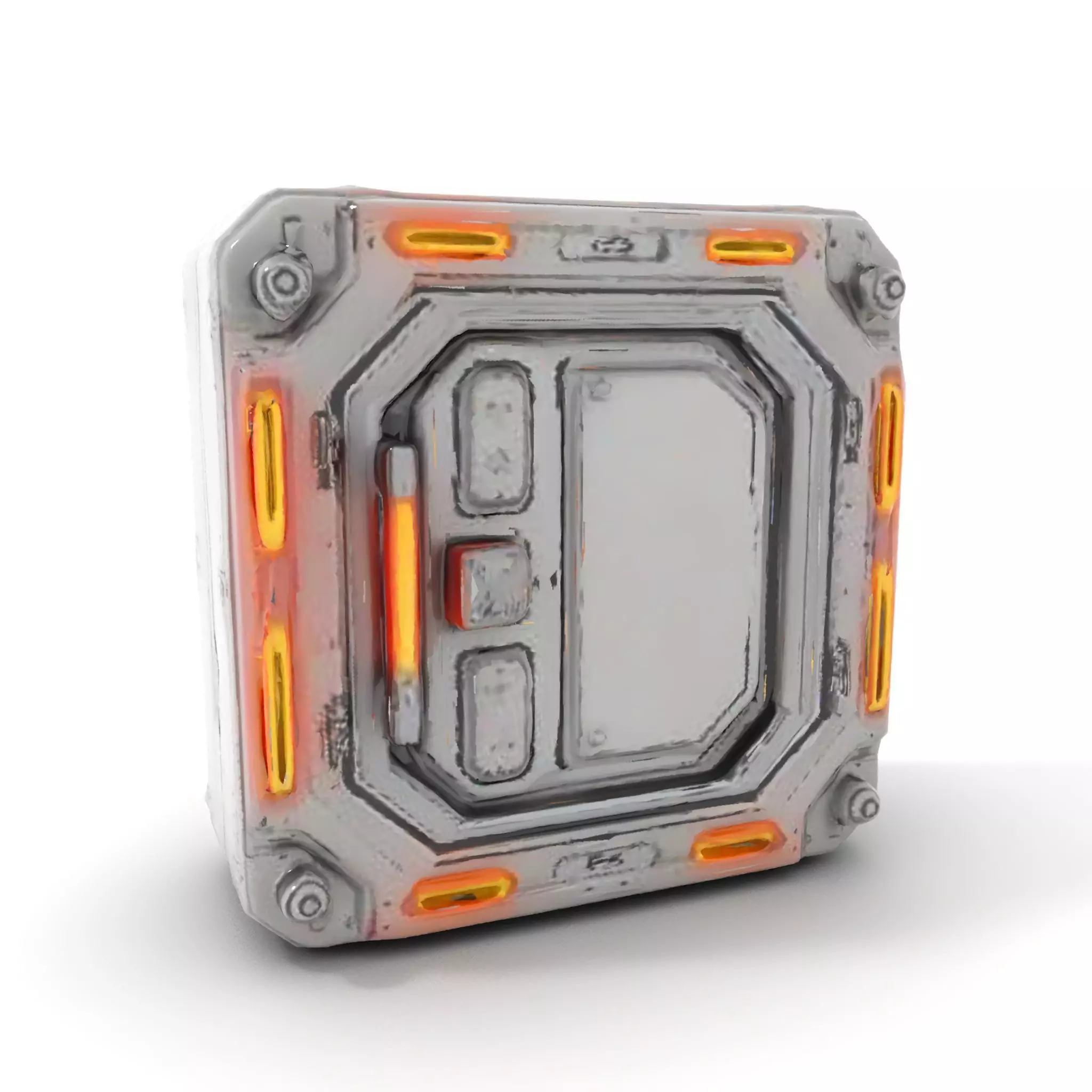 Futuristic SciFi Door model pack with LED strips Low-poly 3D model_6