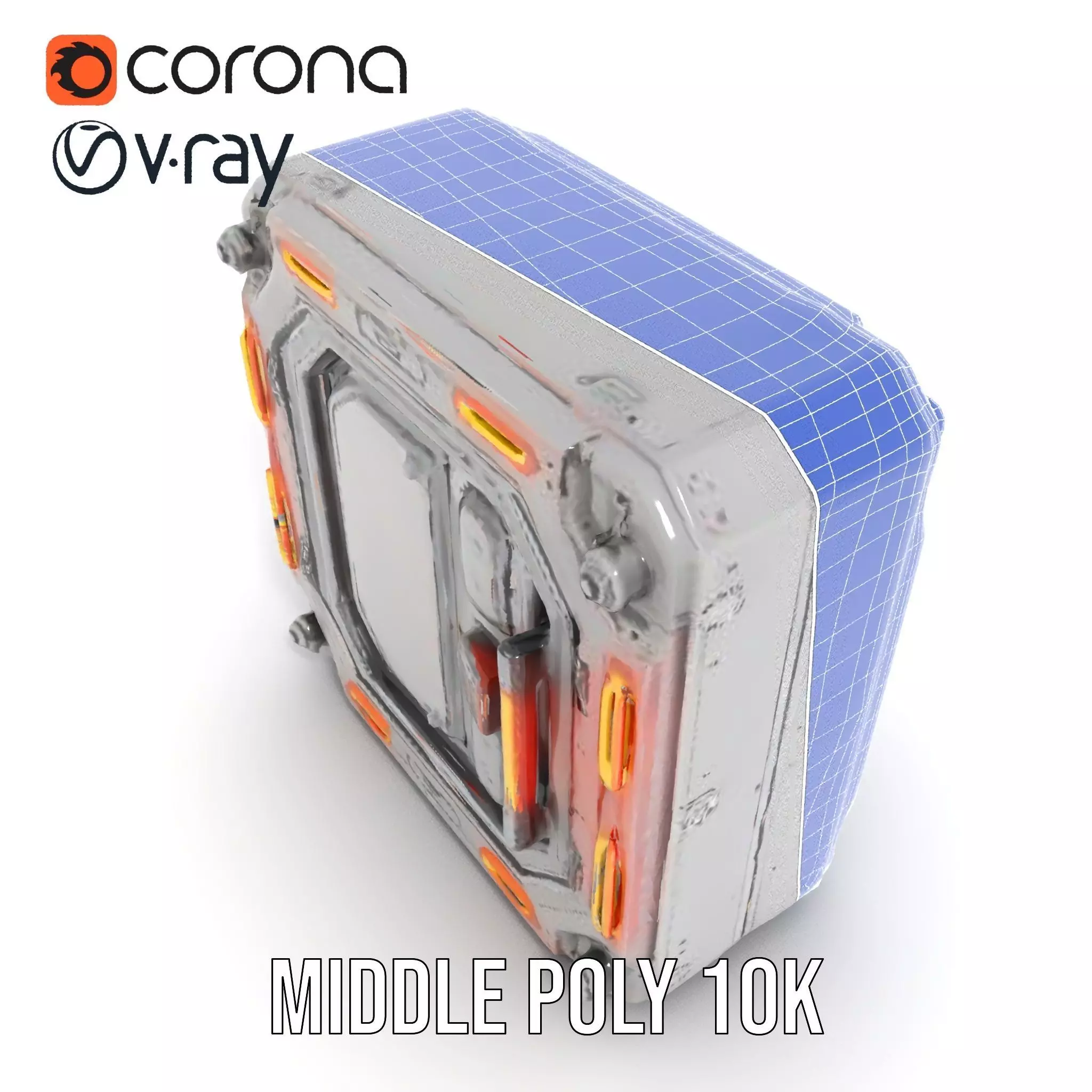 Futuristic SciFi Door model pack with LED strips Low-poly 3D model_25